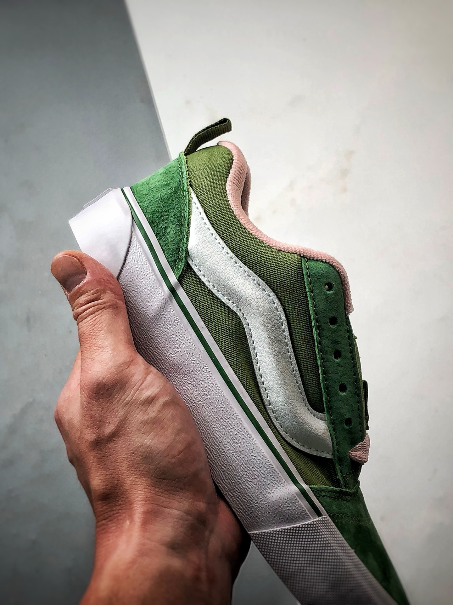 140 Vans Knu Skool 绿粉 万斯官方 低帮复古休闲硫化面包鞋