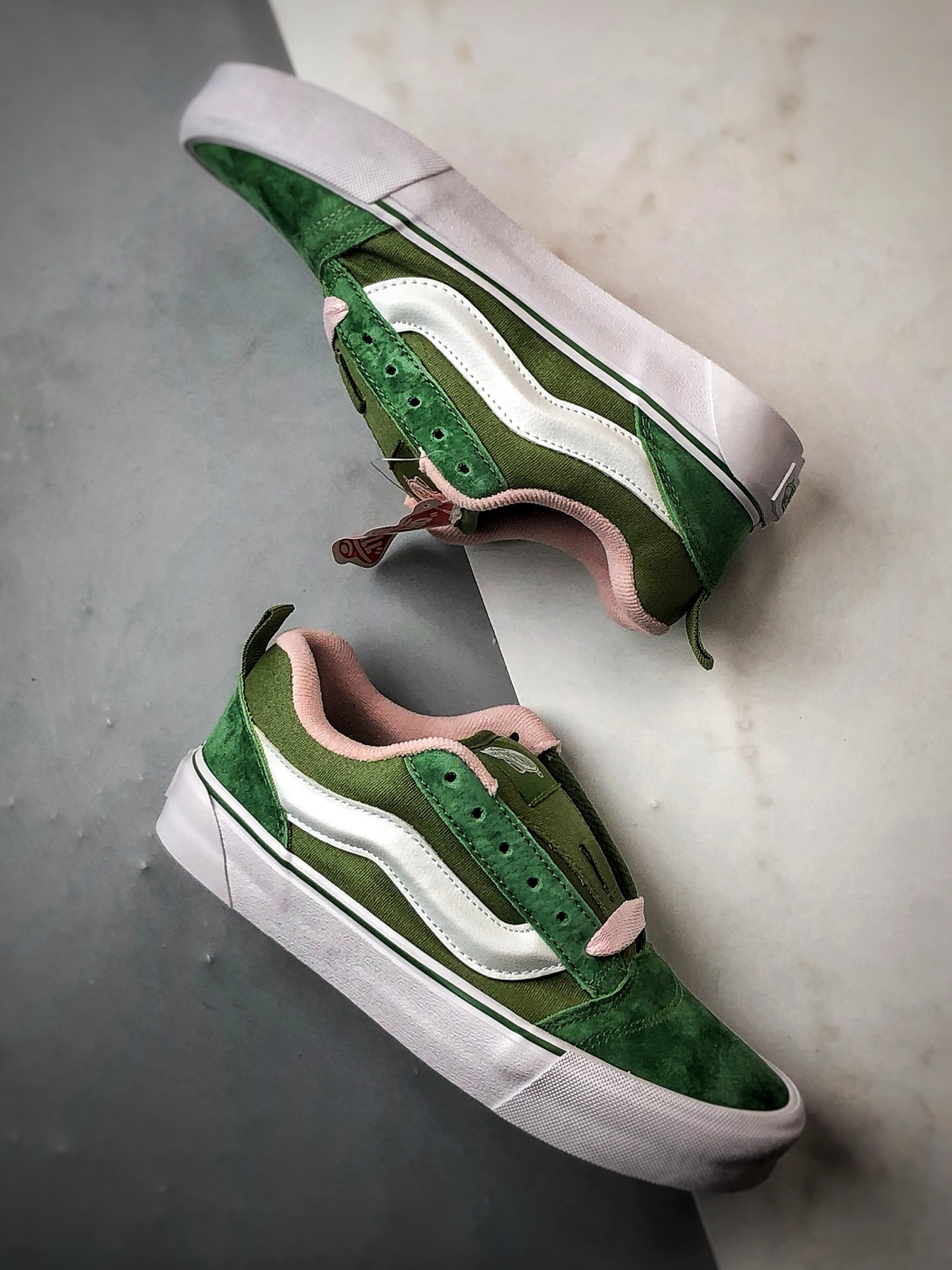 140 Vans Knu Skool 绿粉 万斯官方 低帮复古休闲硫化面包鞋