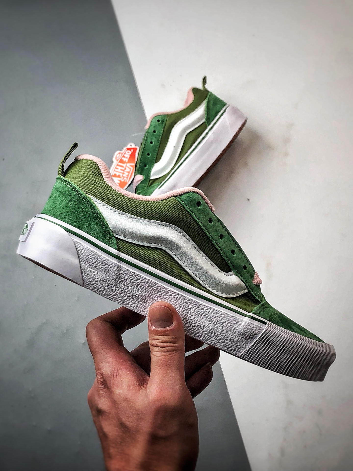 140 Vans Knu Skool 绿粉 万斯官方 低帮复古休闲硫化面包鞋