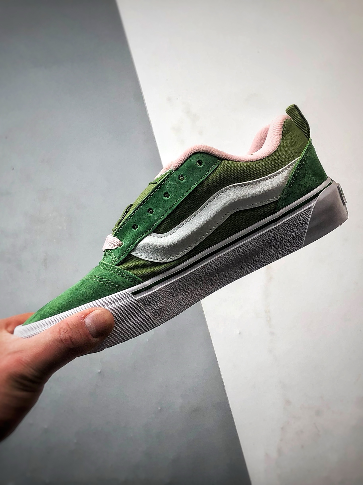 140 Vans Knu Skool 绿粉 万斯官方 低帮复古休闲硫化面包鞋