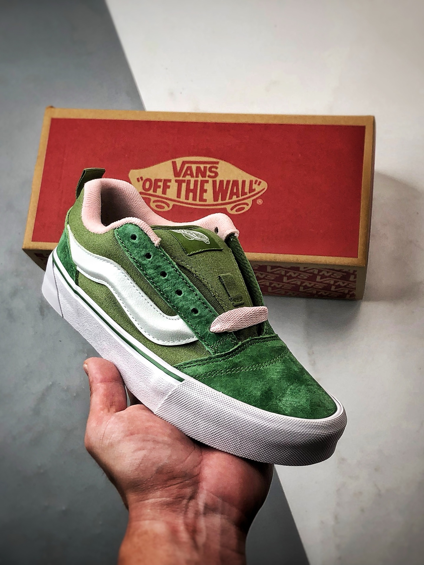 140 Vans Knu Skool 绿粉 万斯官方 低帮复古休闲硫化面包鞋