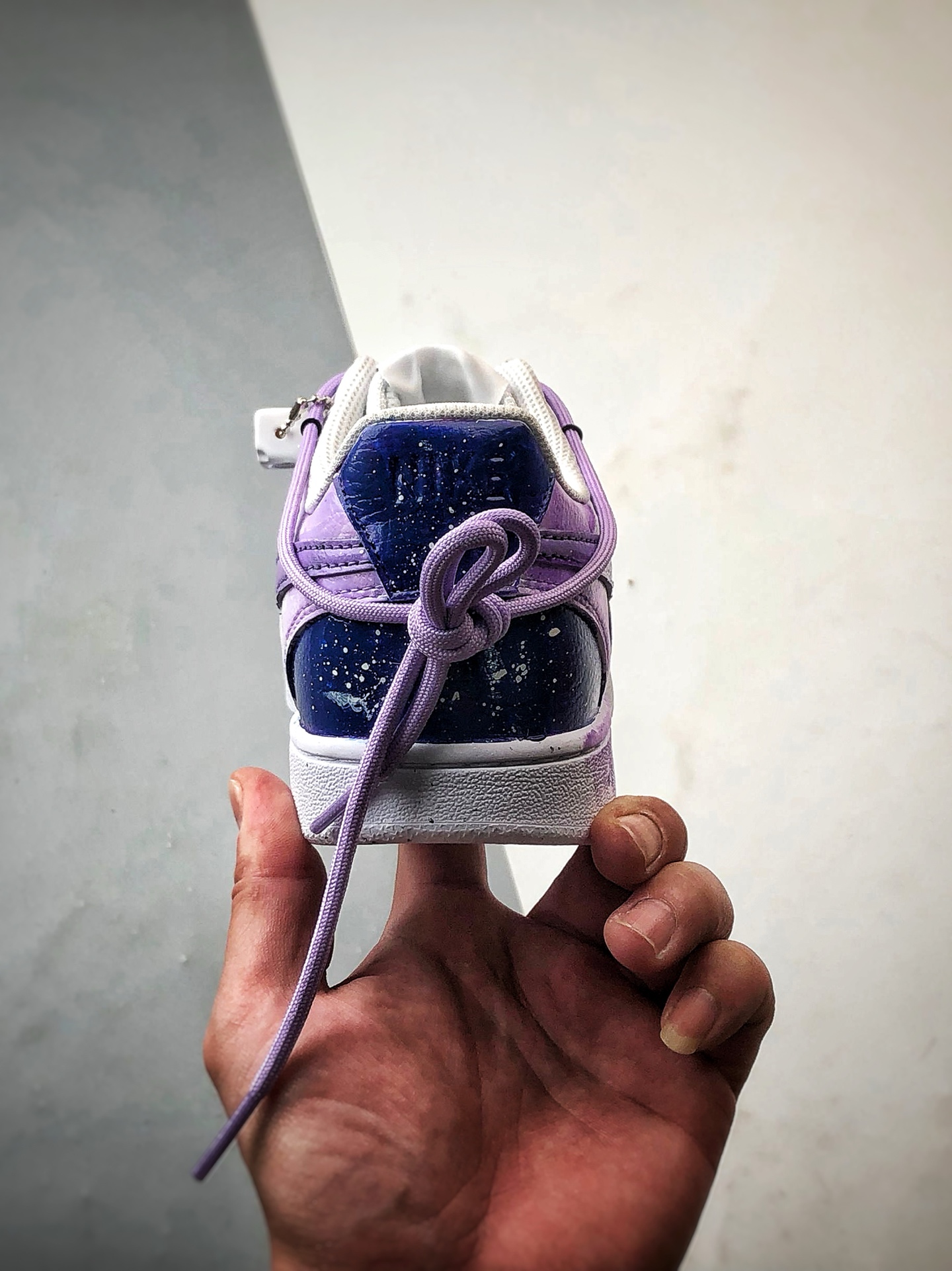 280 【定制球鞋】NK Court Vision 1 Low  ”坠落银河” 白紫渐变 手绘泼墨涂鸦定制板鞋  DH2987-066