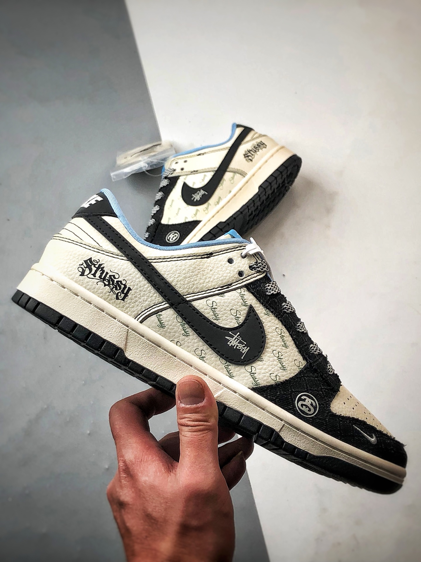 290 NK Dunk Low Retro ”DIY高端定制” 斯图西白黑牛仔布 低帮休闲运动板鞋  ZH2598-267