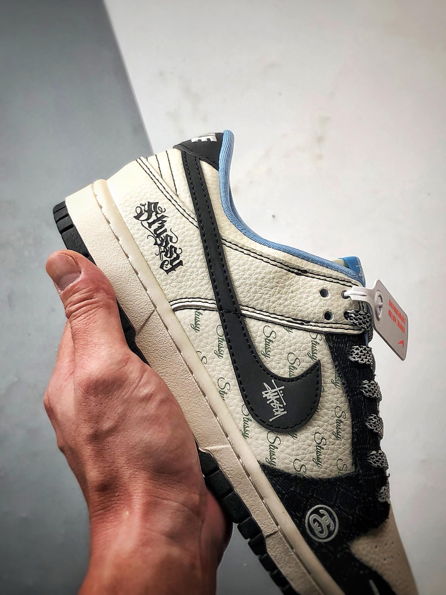 290 NK Dunk Low Retro ”DIY高端定制” 斯图西白黑牛仔布 低帮休闲运动板鞋  ZH2598-267