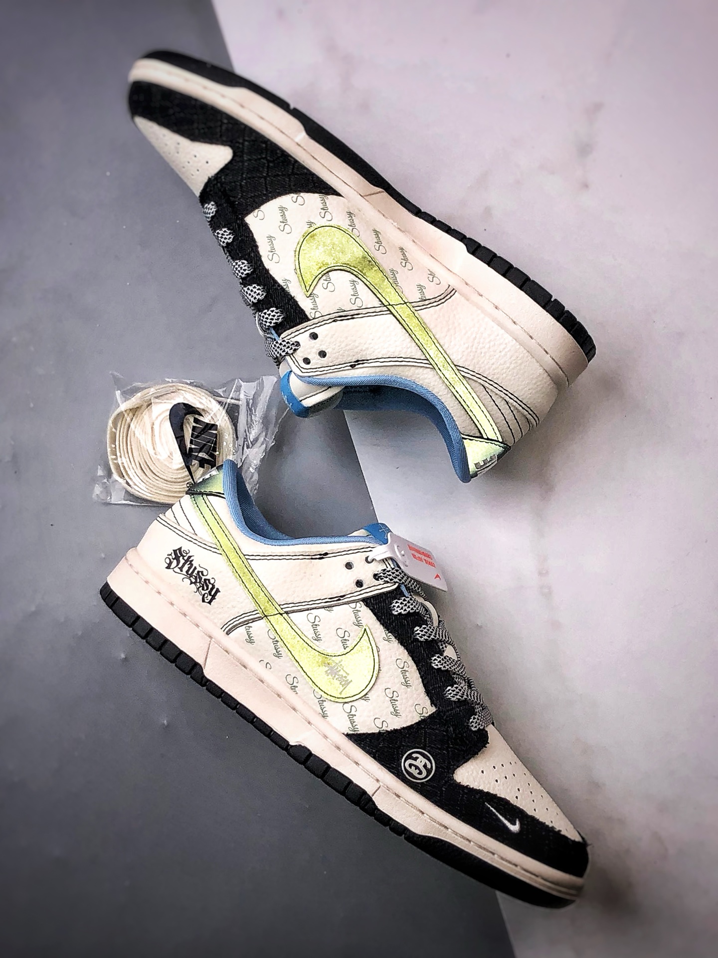 290 NK Dunk Low Retro ”DIY高端定制” 斯图西白黑牛仔布 低帮休闲运动板鞋  ZH2598-267