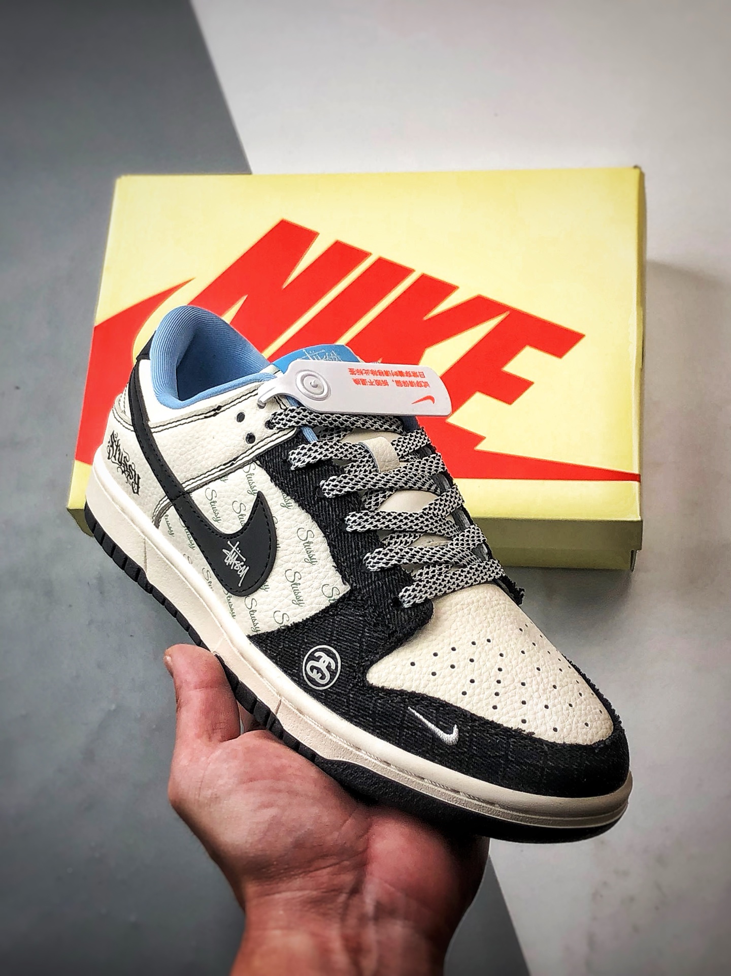290 NK Dunk Low Retro ”DIY高端定制” 斯图西白黑牛仔布 低帮休闲运动板鞋  ZH2598-267