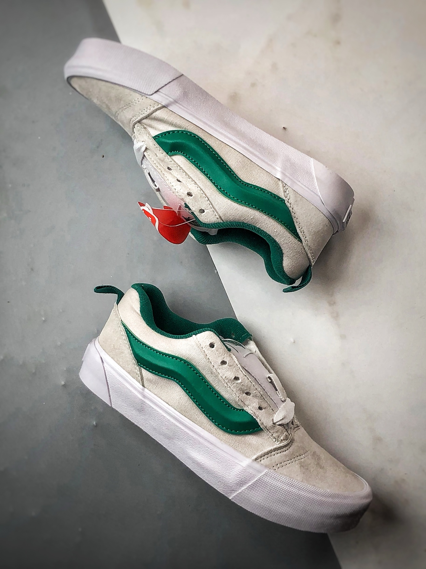 140 Vans Knu Skool 白绿 万斯官方 低帮复古休闲硫化面包鞋