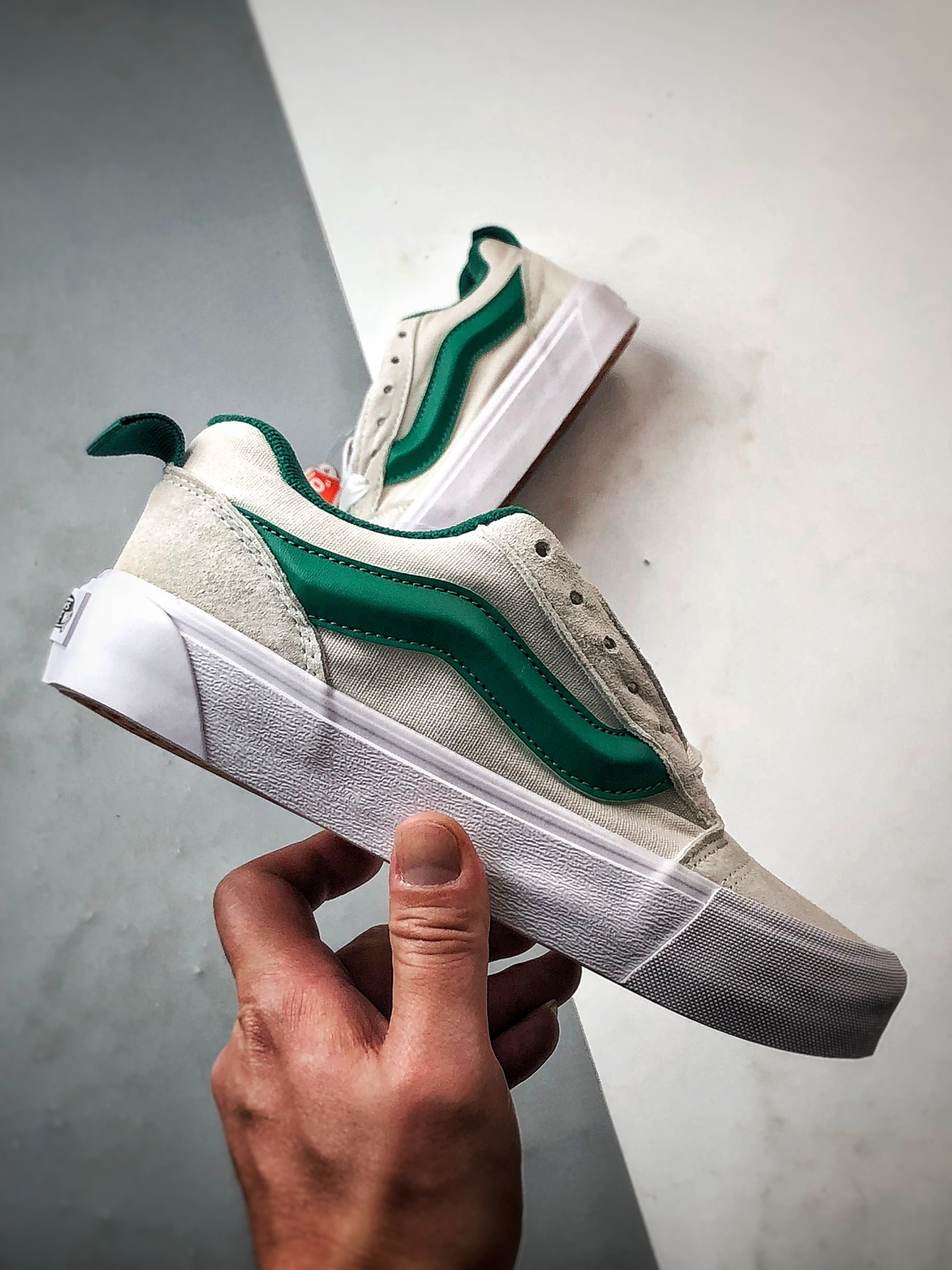 140 Vans Knu Skool 白绿 万斯官方 低帮复古休闲硫化面包鞋