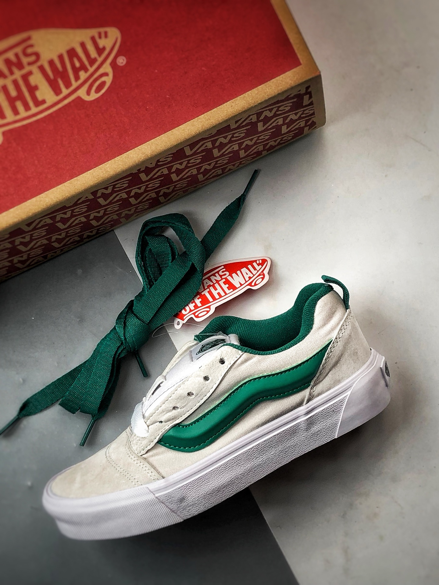 140 Vans Knu Skool 白绿 万斯官方 低帮复古休闲硫化面包鞋