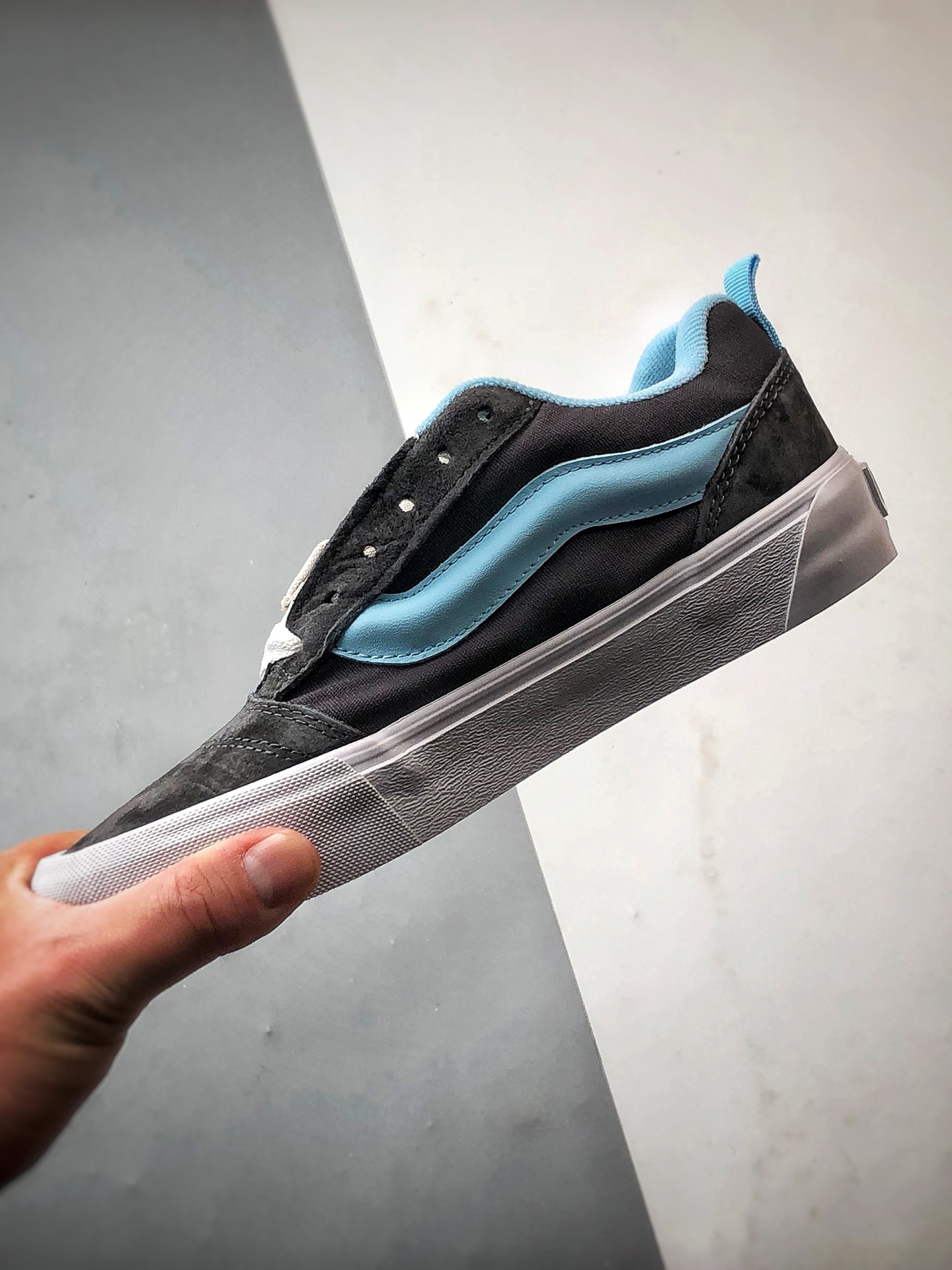 140 Vans Knu Skool 灰蓝 万斯官方 低帮复古休闲硫化面包鞋