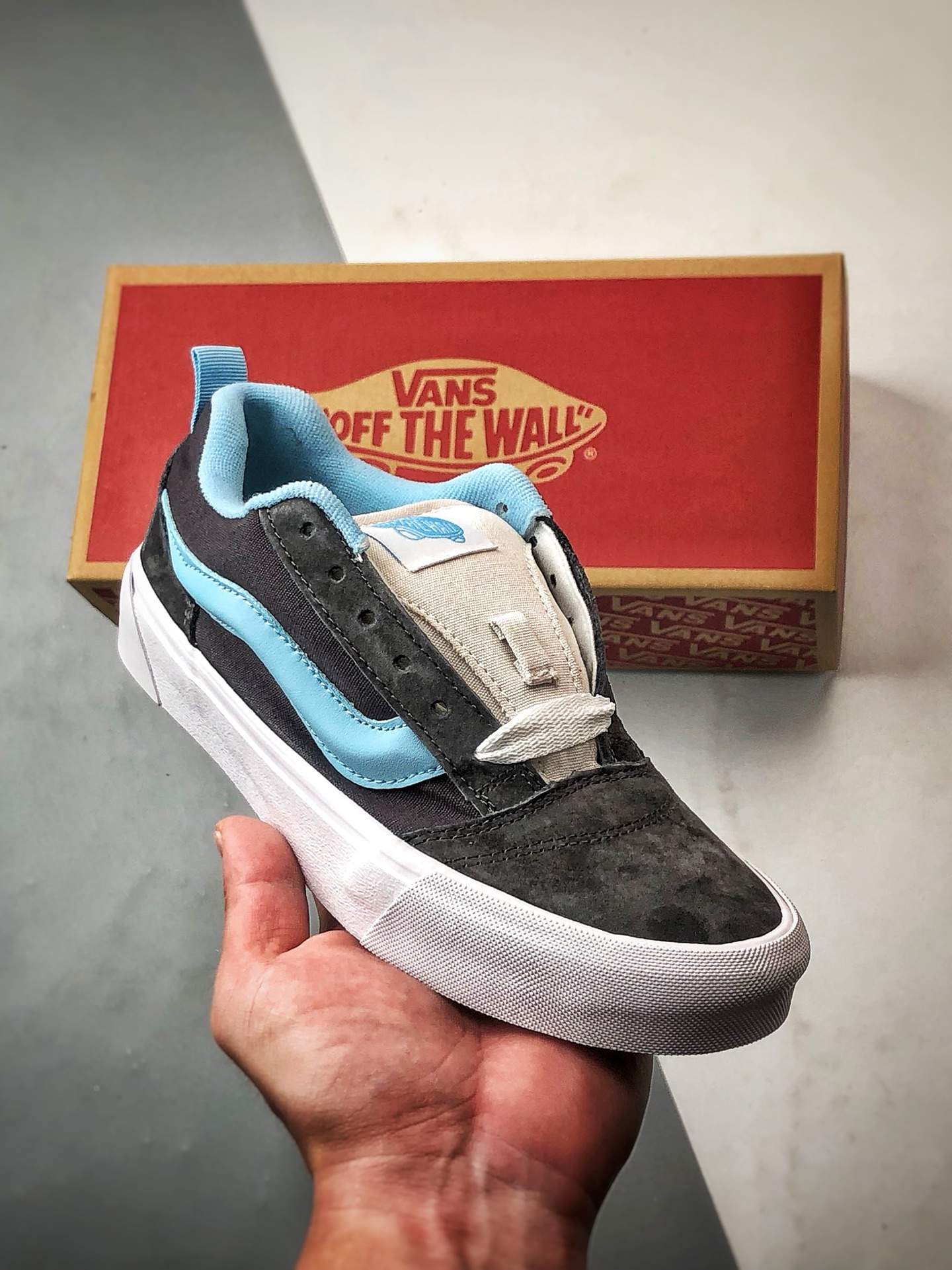 140 Vans Knu Skool 灰蓝 万斯官方 低帮复古休闲硫化面包鞋