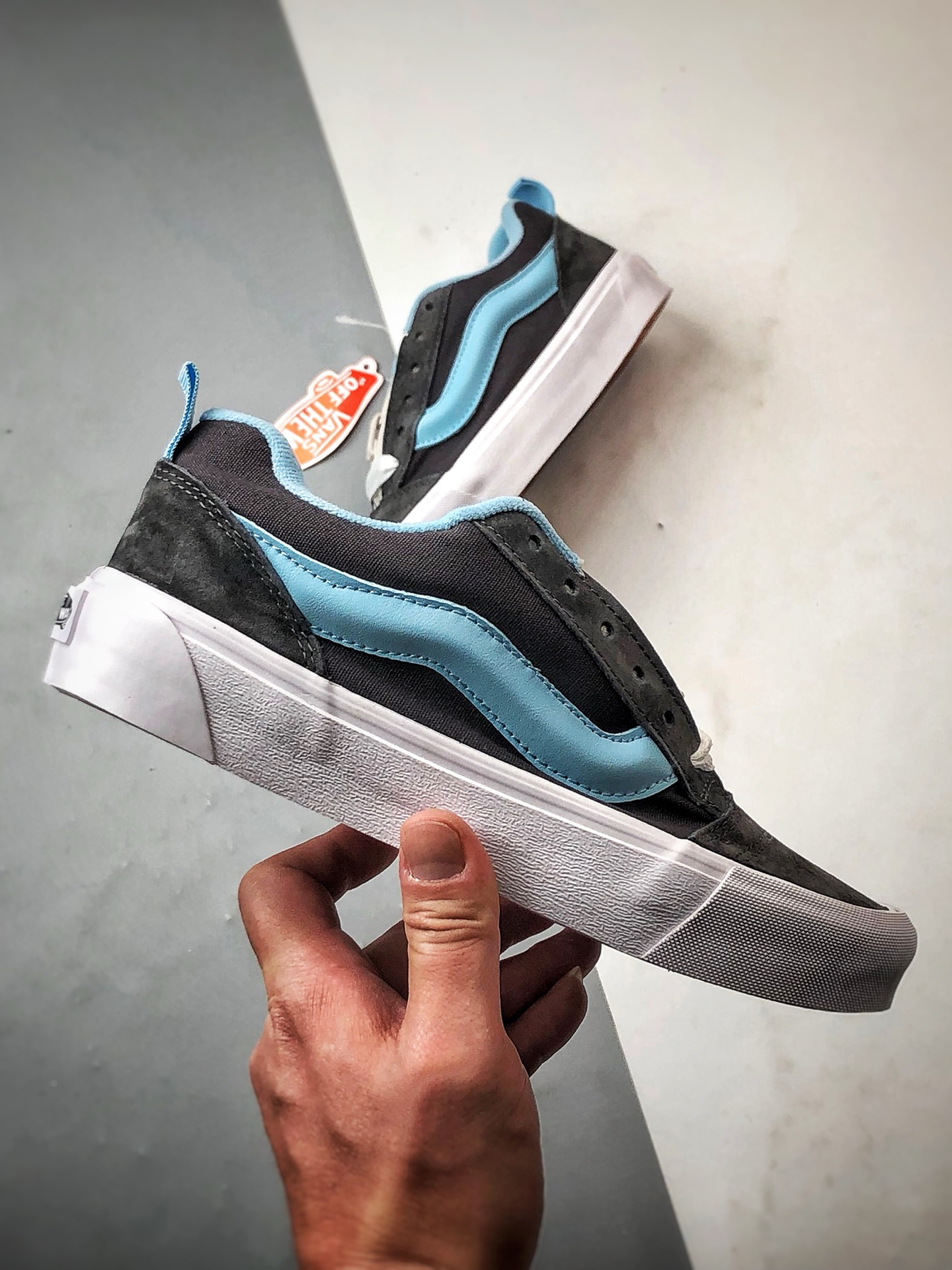 140 Vans Knu Skool 灰蓝 万斯官方 低帮复古休闲硫化面包鞋