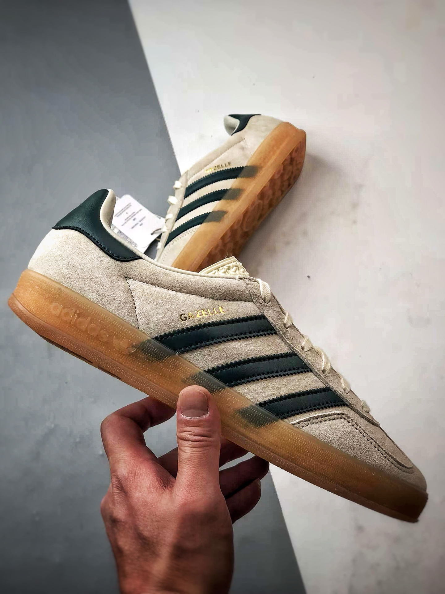 AD Originals Gazelle Indoor 米灰绿 三叶草复古休闲运动板鞋 IH7502