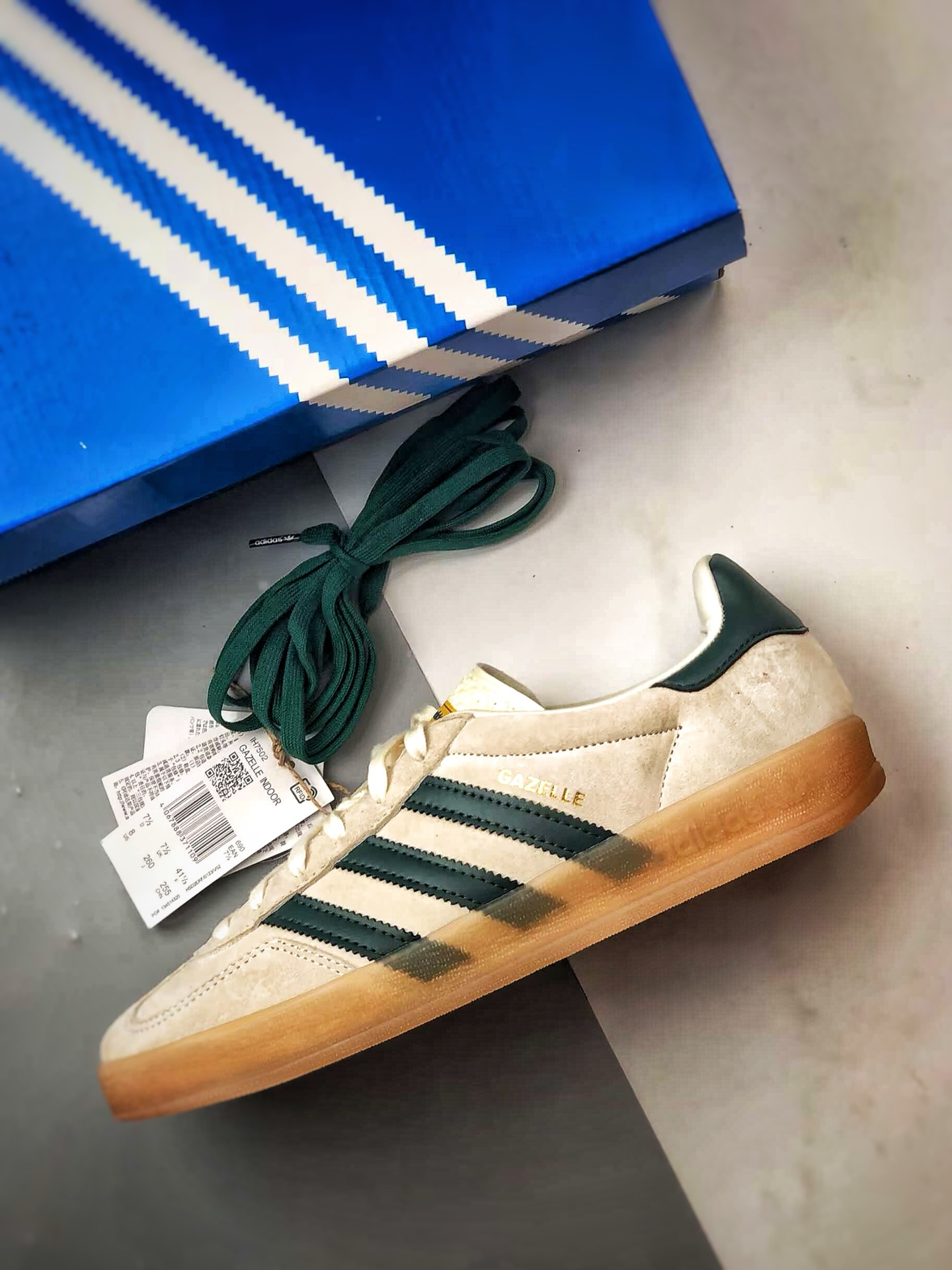 AD Originals Gazelle Indoor 米灰绿 三叶草复古休闲运动板鞋 IH7502