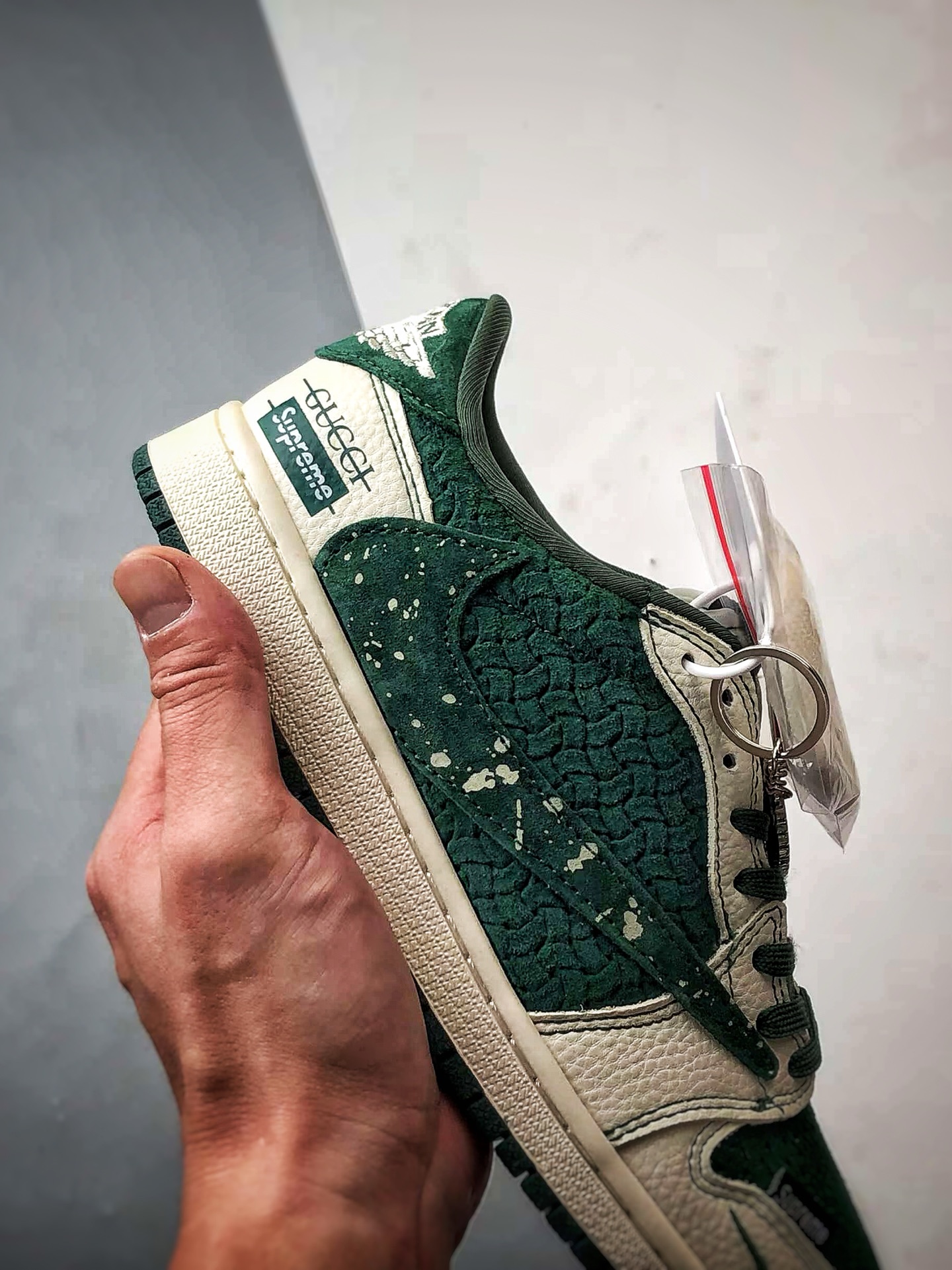 Air Jordan 1 Low ”高端定制” 古驰深绿雪花倒钩 XS2024-008