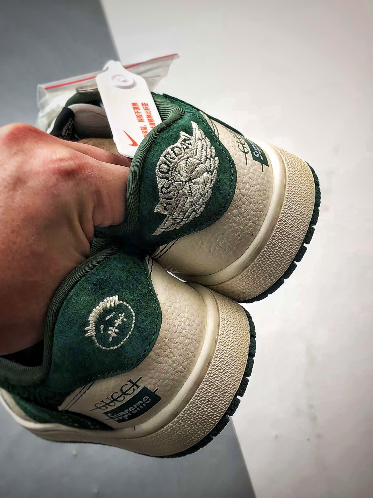 Air Jordan 1 Low ”高端定制” 古驰深绿雪花倒钩 XS2024-008