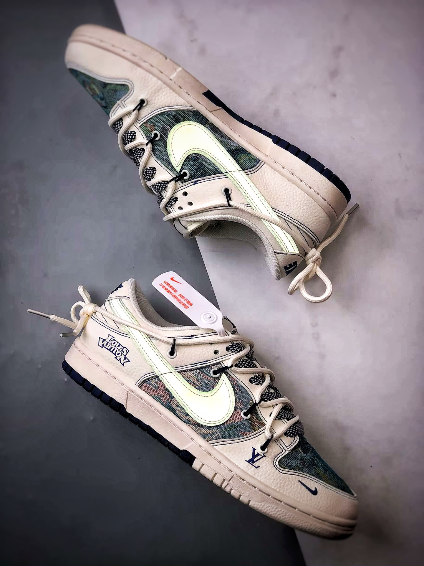 NK Dunk Low Retro ”DIY高端定制” LV米白油画解构绑带 低帮休闲运动板鞋 DM6868-077