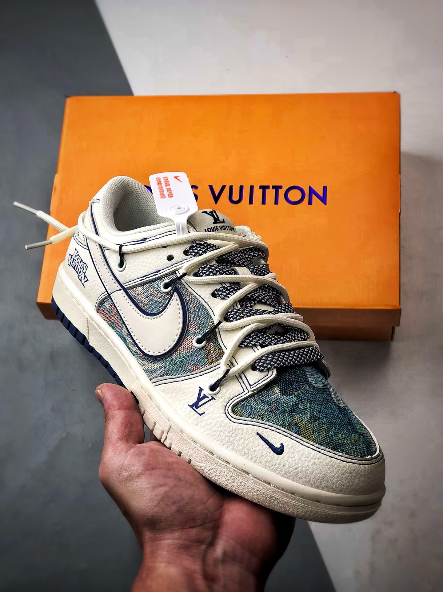 NK Dunk Low Retro ”DIY高端定制” LV米白油画解构绑带 低帮休闲运动板鞋 DM6868-077