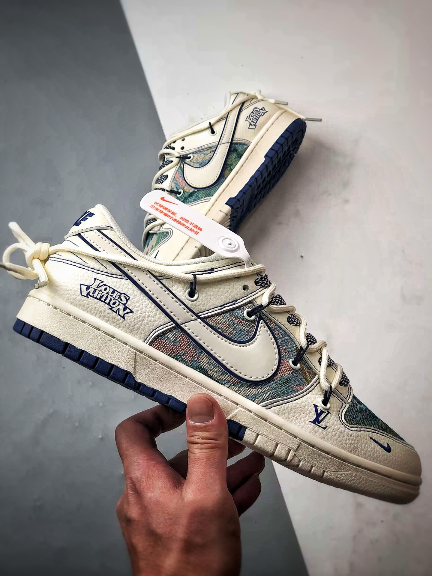 NK Dunk Low Retro ”DIY高端定制” LV米白油画解构绑带 低帮休闲运动板鞋 DM6868-077