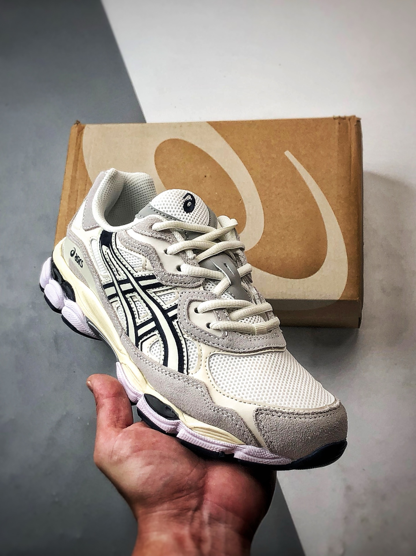 Asics Gel-NYC 复古单品 白灰蓝 亚瑟士新款厚底街头运动休闲鞋