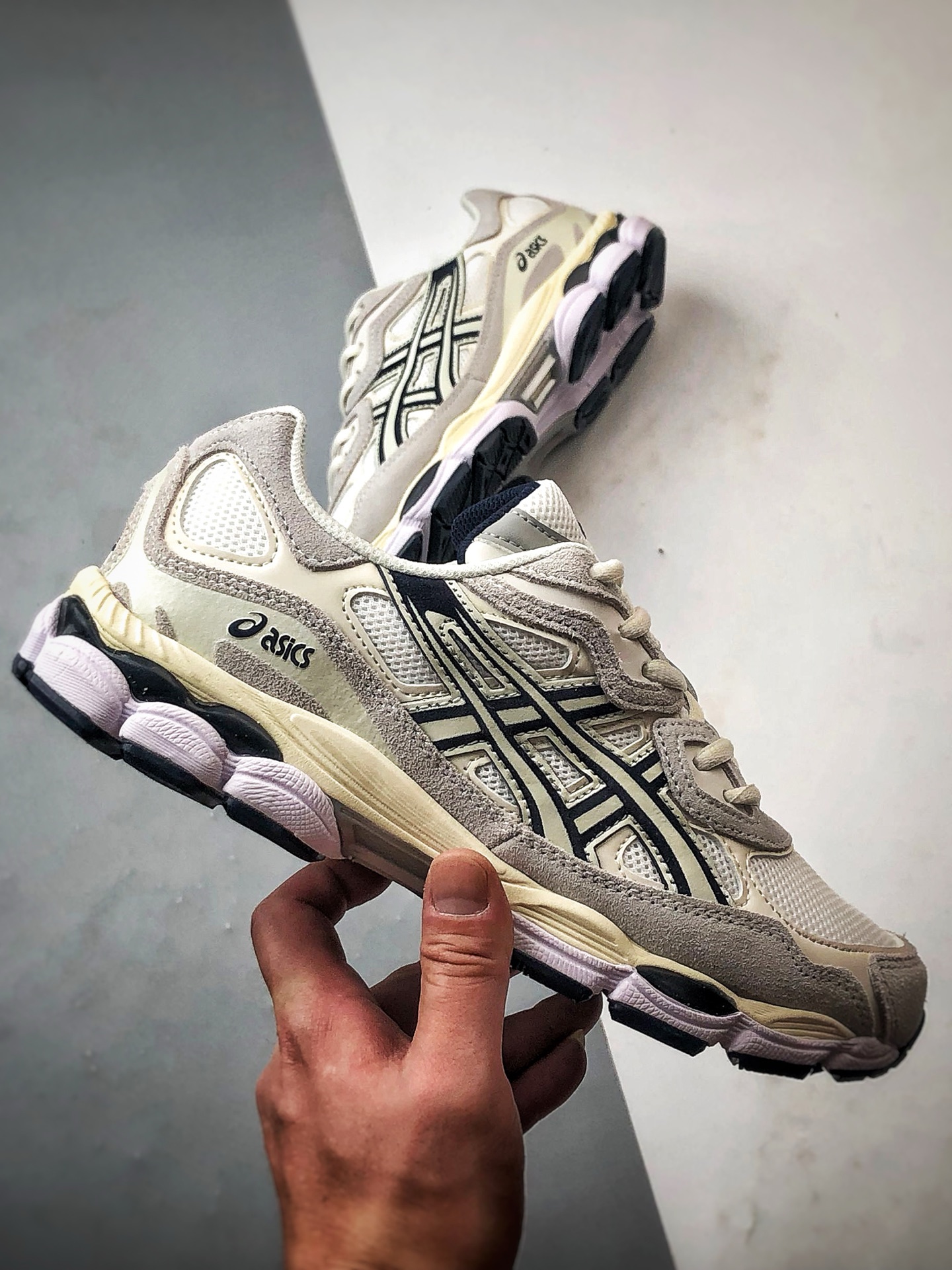 Asics Gel-NYC 复古单品 白灰蓝 亚瑟士新款厚底街头运动休闲鞋