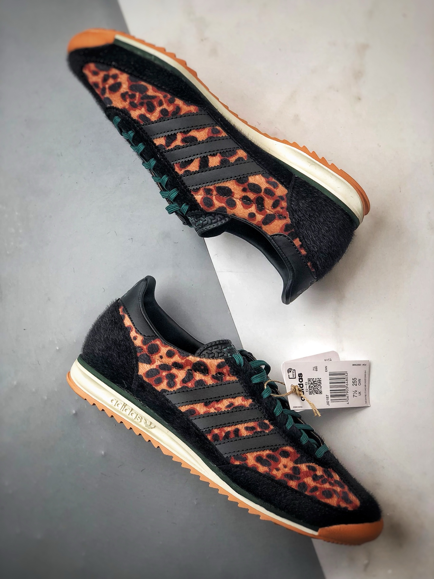 180 AD Originals SL 72 RS 黑棕豹纹 经典复古轻便休闲运动慢跑鞋 JI0187