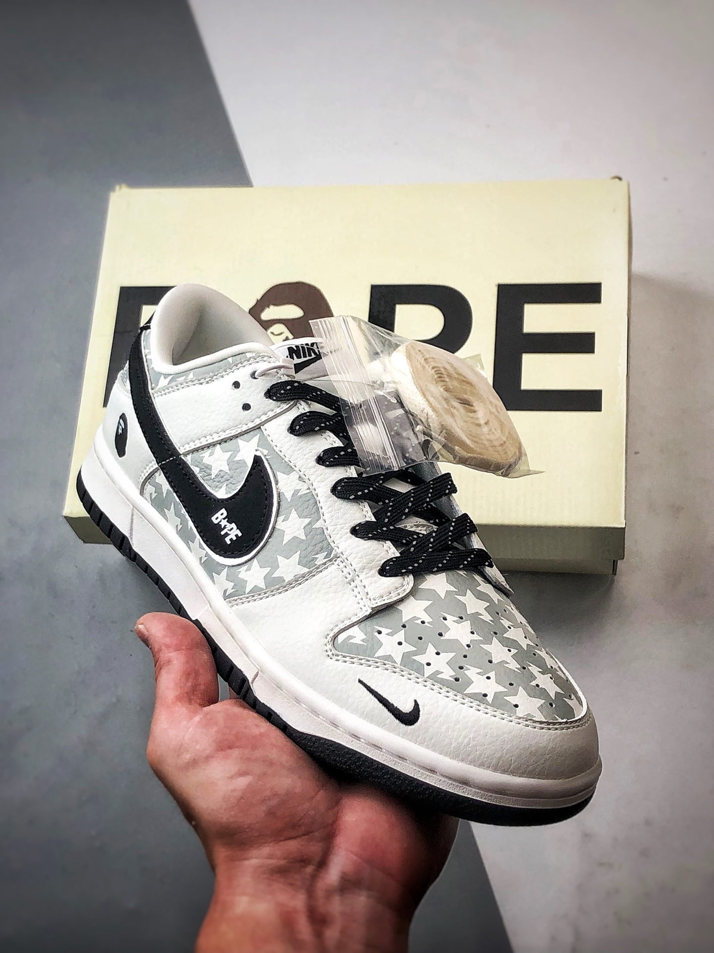 NK Dunk Low Retro ”DIY高端定制” Bape白灰黑五角星印花 低帮休闲运动板鞋 CS1688-104