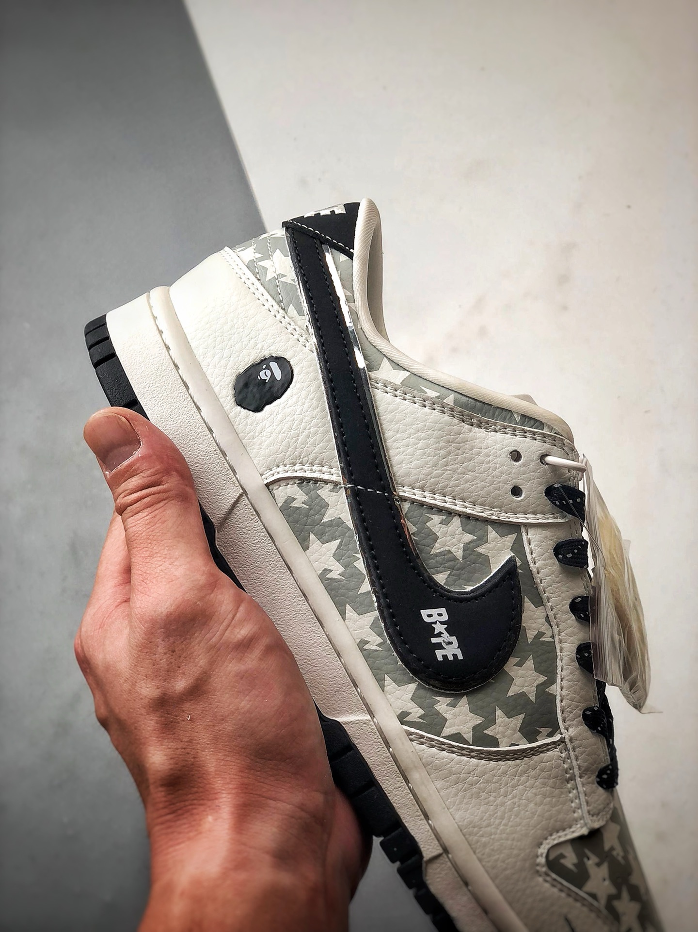 NK Dunk Low Retro ”DIY高端定制” Bape白灰黑五角星印花 低帮休闲运动板鞋 CS1688-104