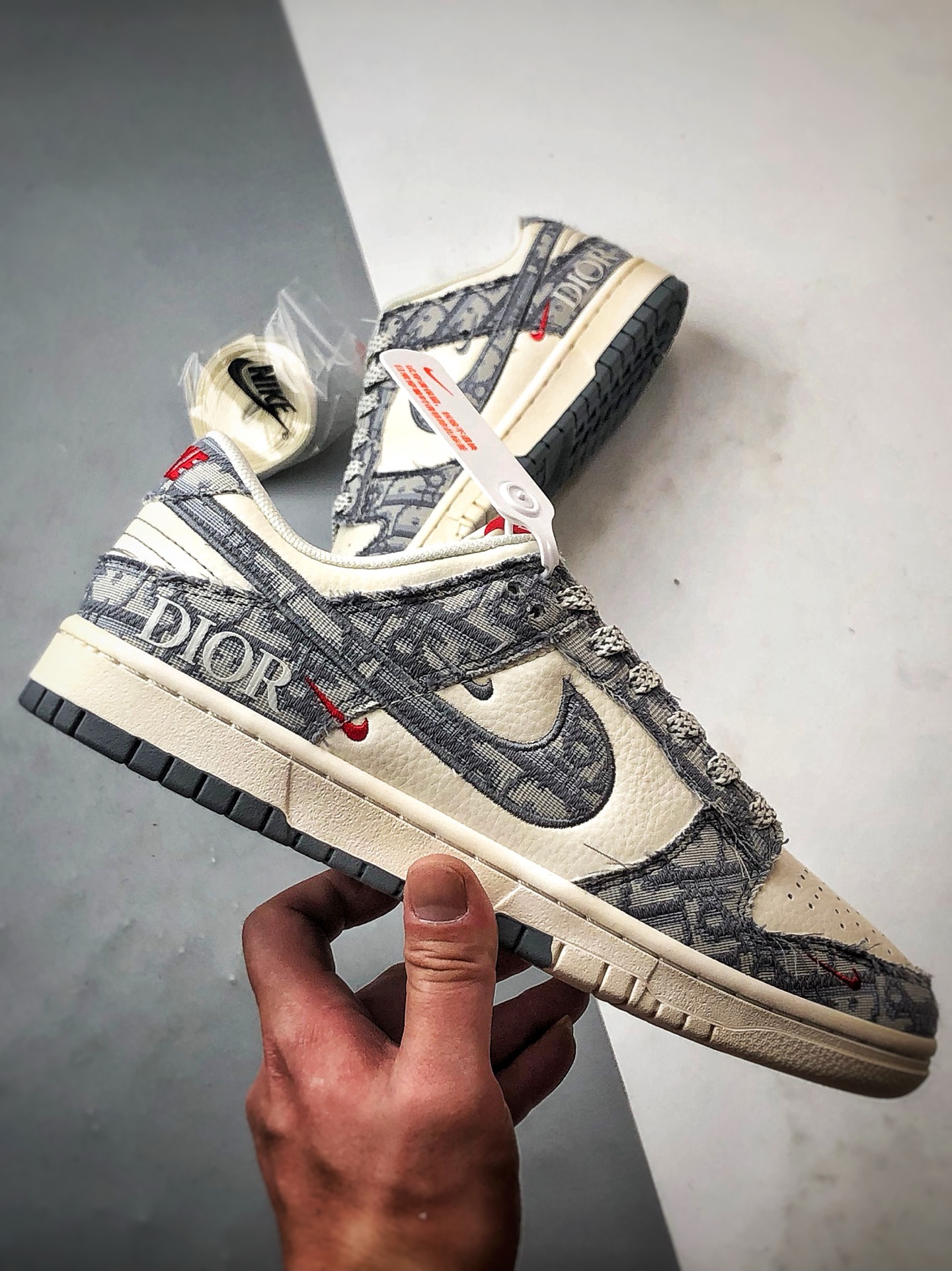 NK Dunk Low Retro ”DIY高端定制” 迪奥米白灰牛仔布 低帮休闲运动板鞋 SJ2558-013