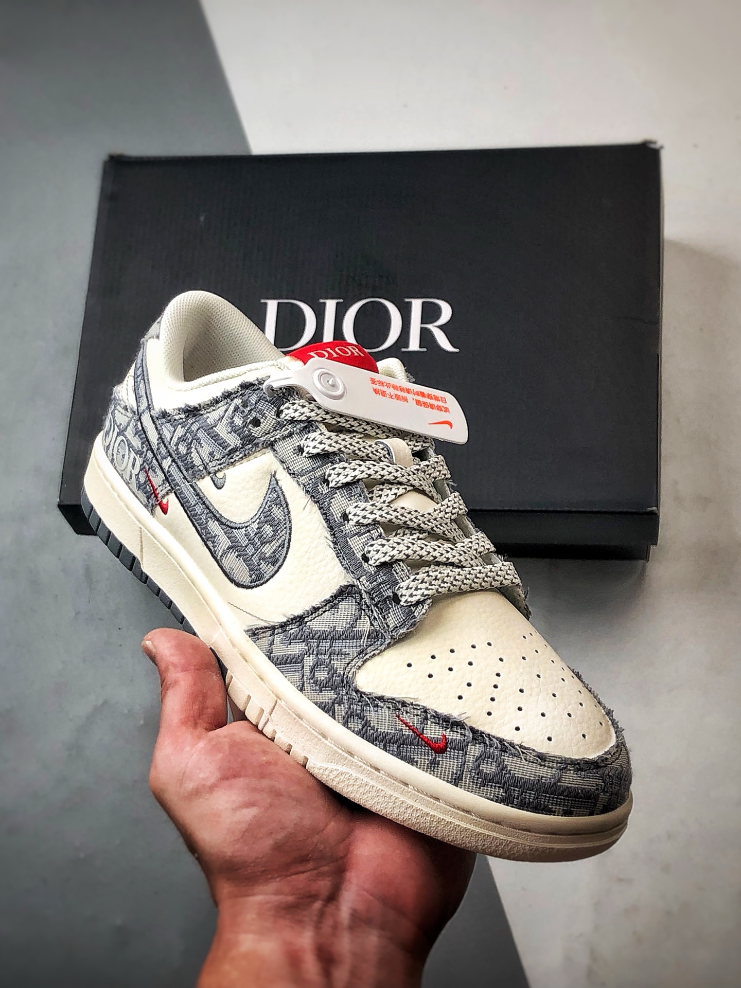 NK Dunk Low Retro ”DIY高端定制” 迪奥米白灰牛仔布 低帮休闲运动板鞋 SJ2558-013