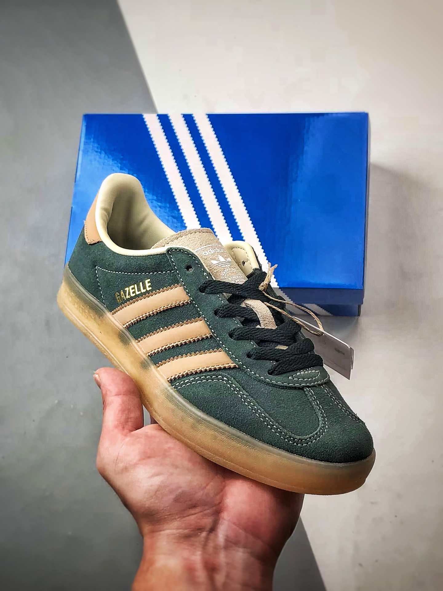 AD Originals Gazelle Indoor 棕绿 三叶草复古休闲运动板鞋 JH5402