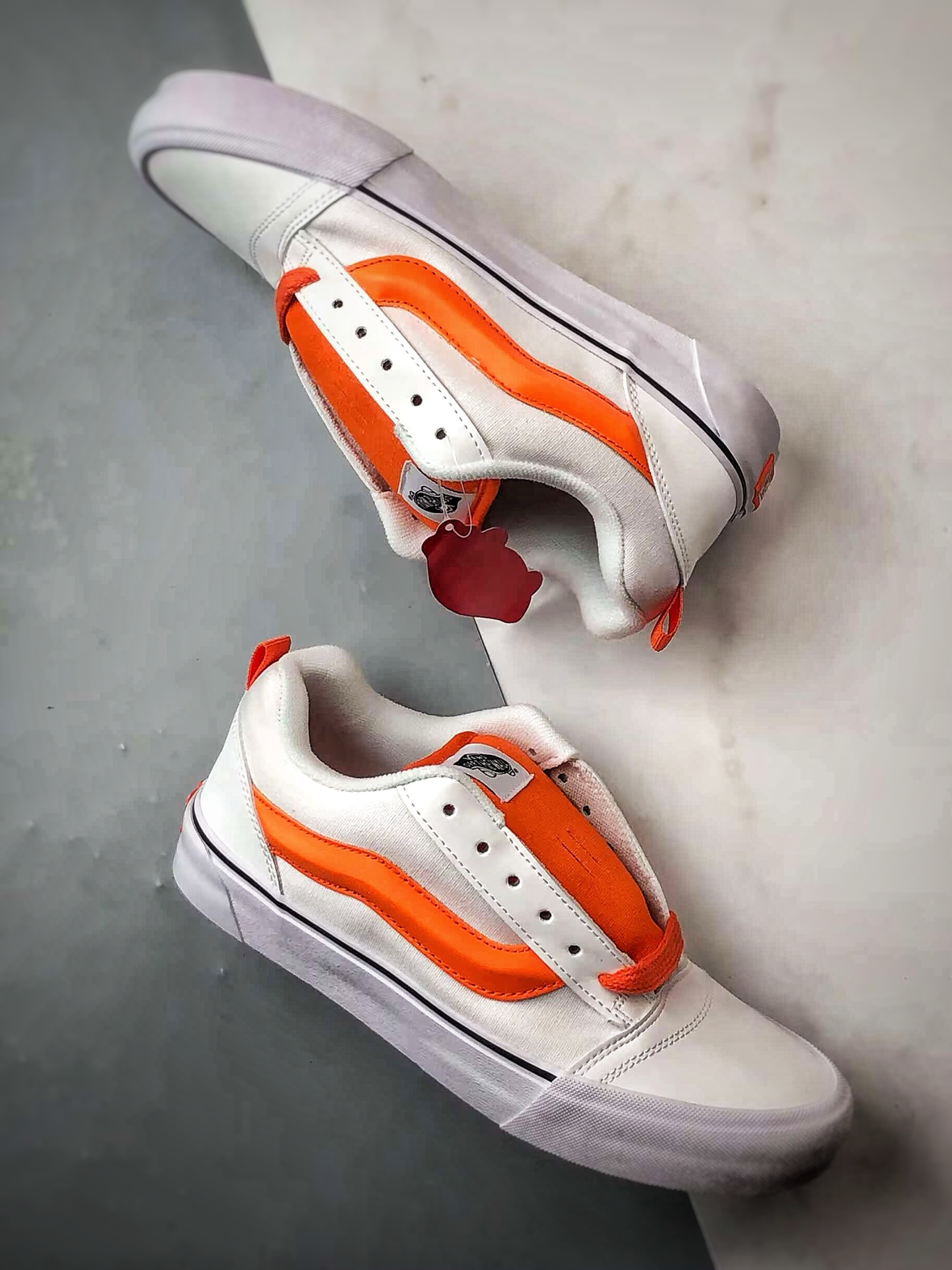 Vans Knu Skool 白橙色 官方新款 复古休闲胖胖面包鞋