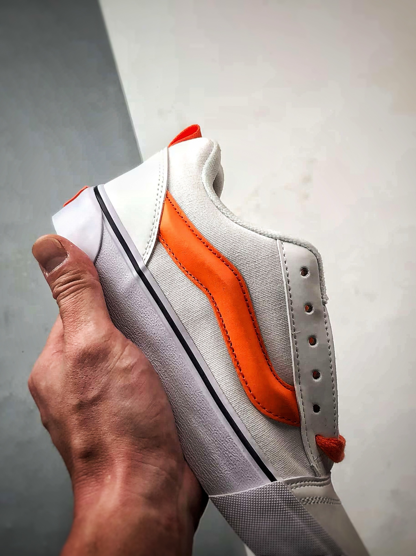 Vans Knu Skool 白橙色 官方新款 复古休闲胖胖面包鞋