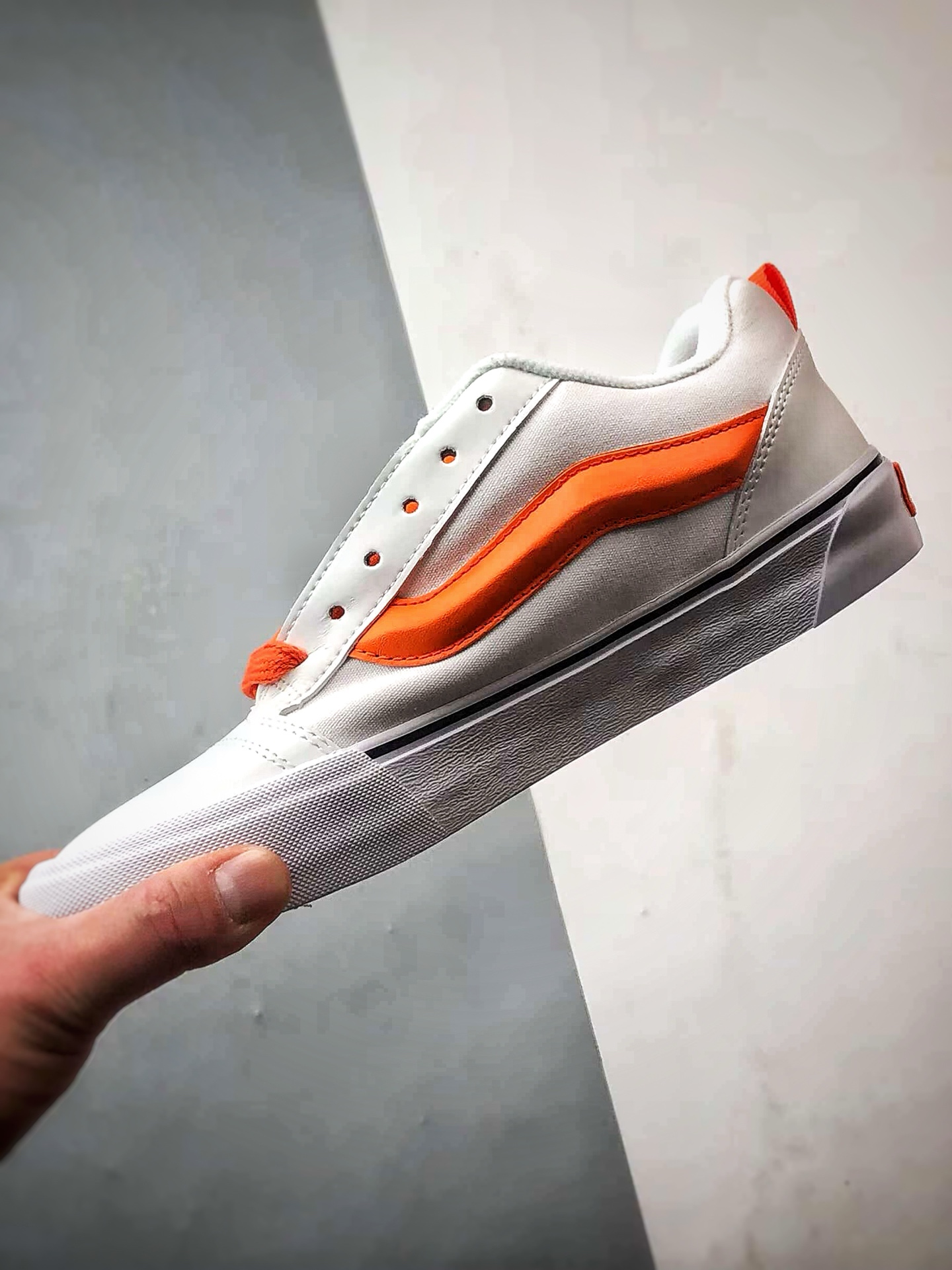 Vans Knu Skool 白橙色 官方新款 复古休闲胖胖面包鞋