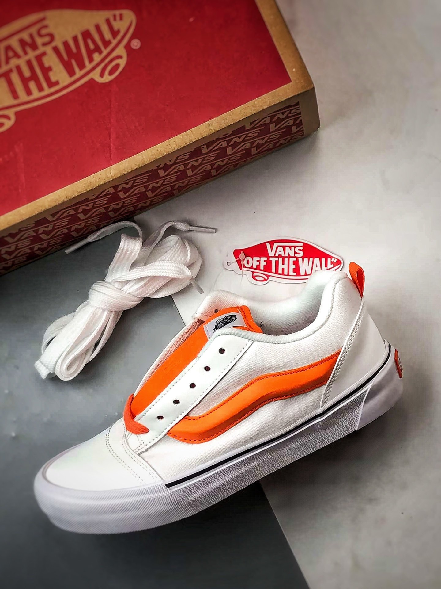 Vans Knu Skool 白橙色 官方新款 复古休闲胖胖面包鞋