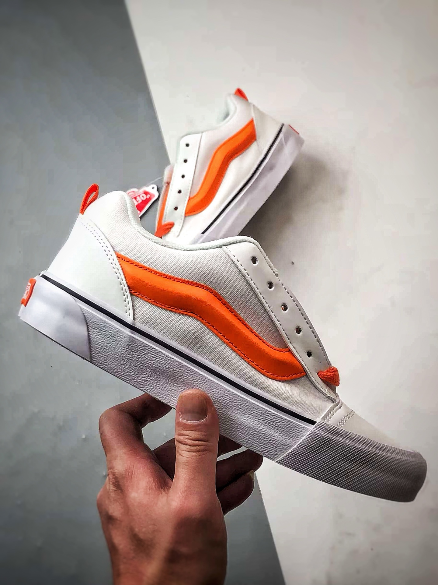 Vans Knu Skool 白橙色 官方新款 复古休闲胖胖面包鞋