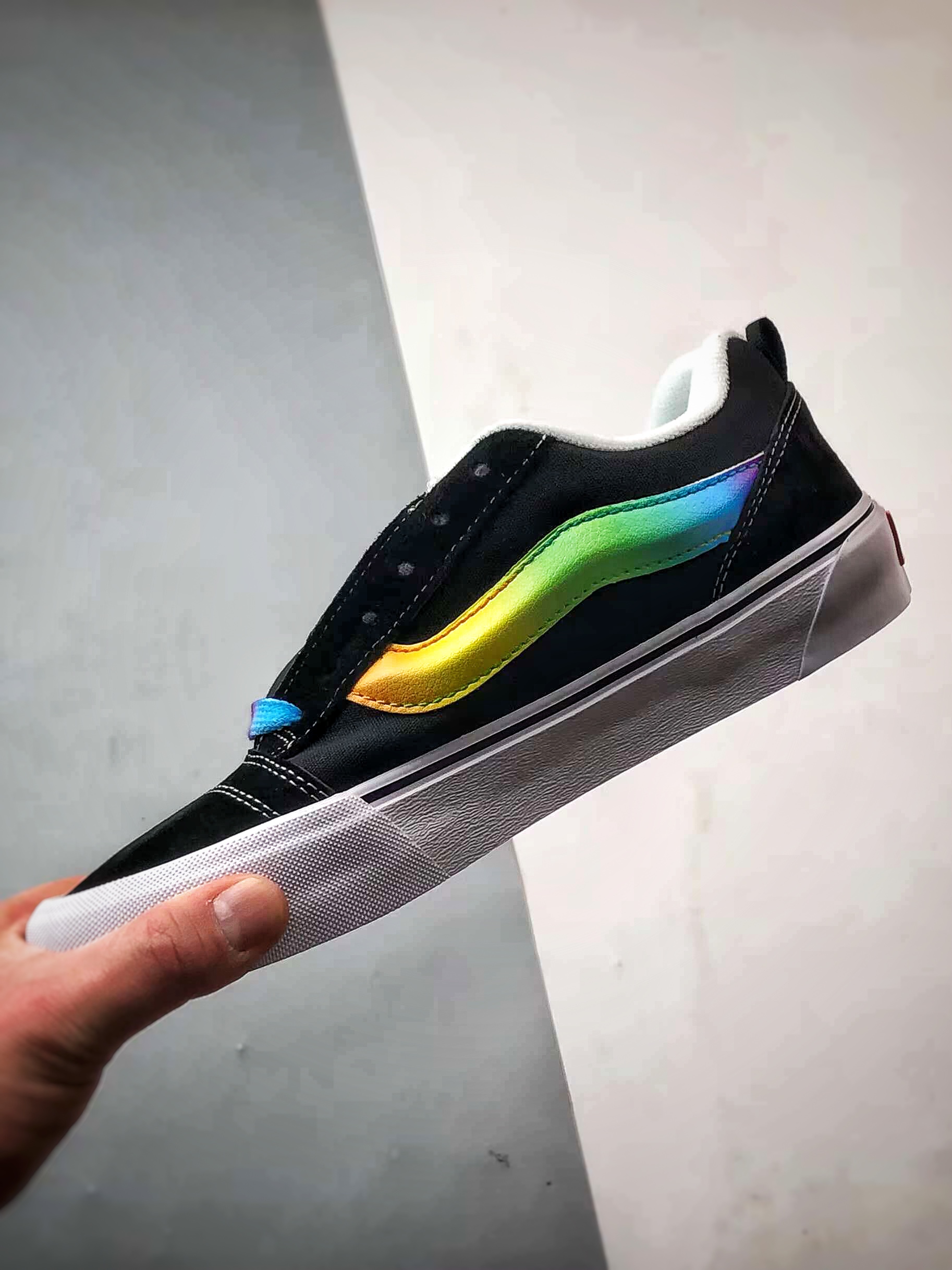 Vans Knu Skool 黑彩虹 官方新款 复古休闲胖胖面包鞋