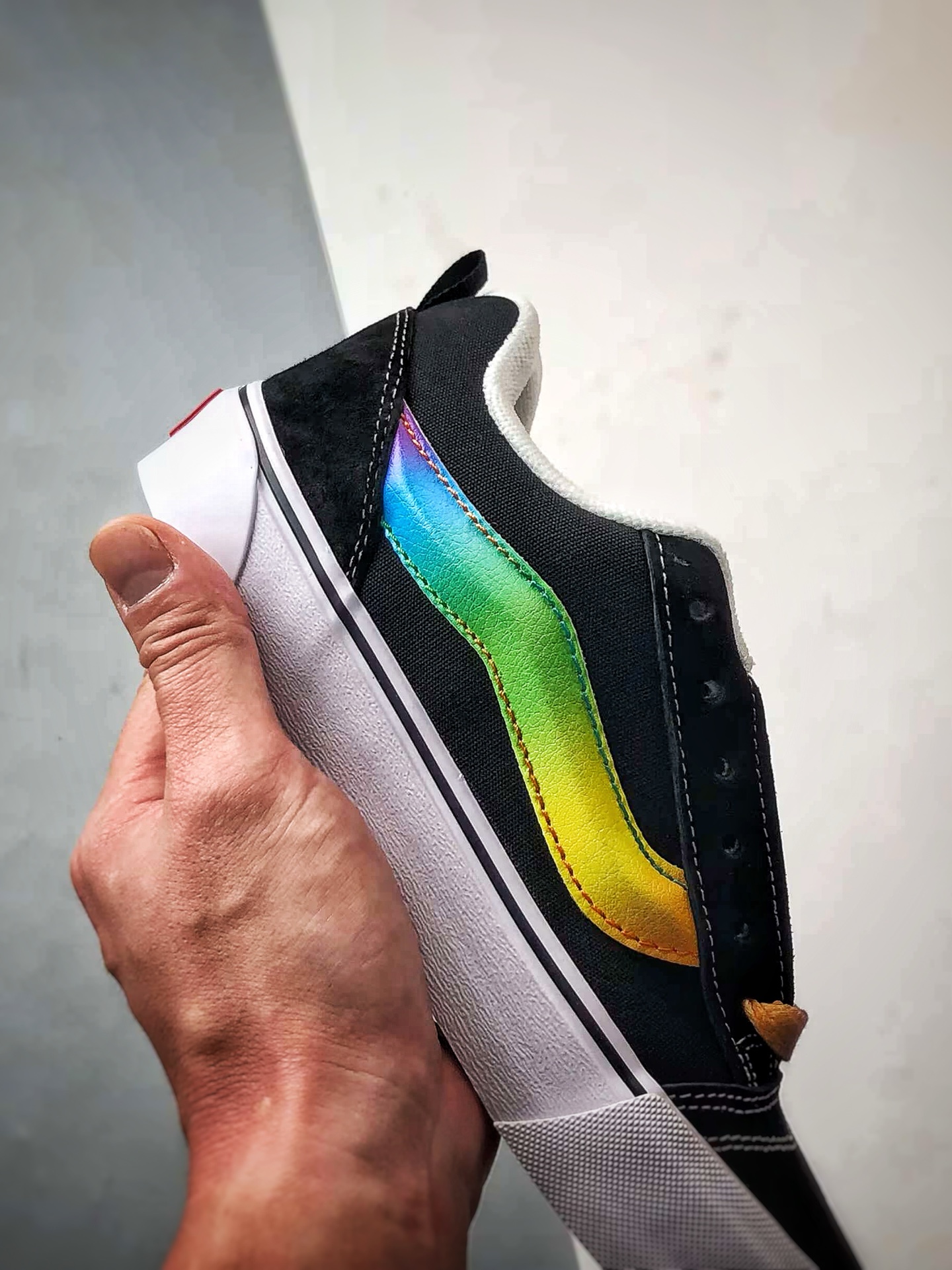 Vans Knu Skool 黑彩虹 官方新款 复古休闲胖胖面包鞋
