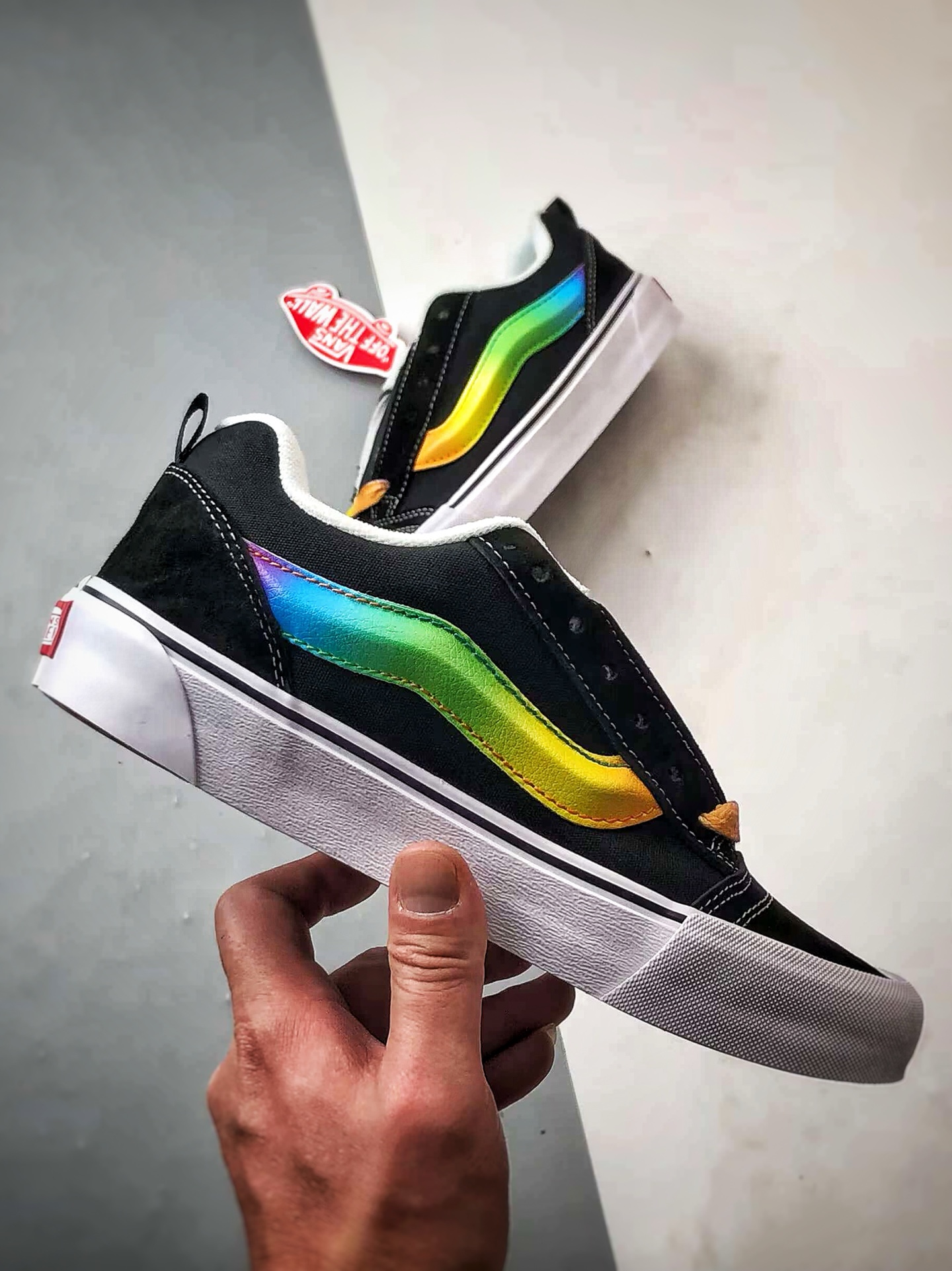 Vans Knu Skool 黑彩虹 官方新款 复古休闲胖胖面包鞋