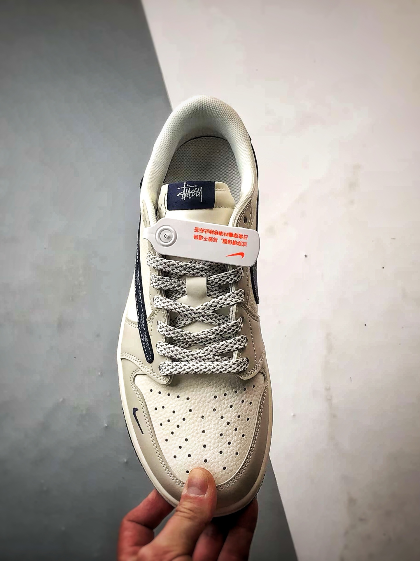 270 Air Jordan 1 Low ”高端定制” 斯图西米灰蓝印花倒钩 JJ2508-551