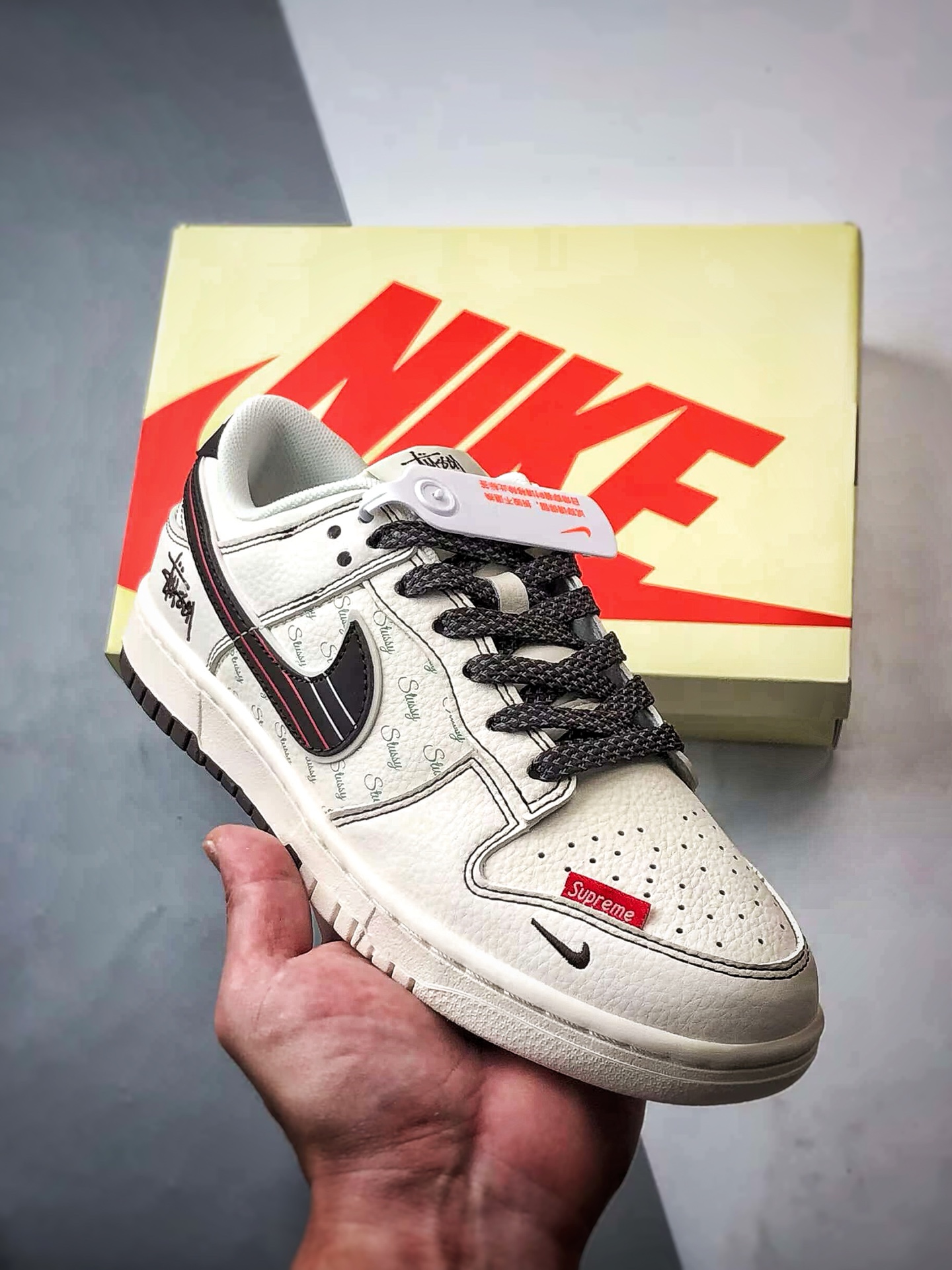 NK Dunk Low Retro ”DIY高端定制” 斯图西米白深棕 低帮休闲运动板鞋 XS6089-536