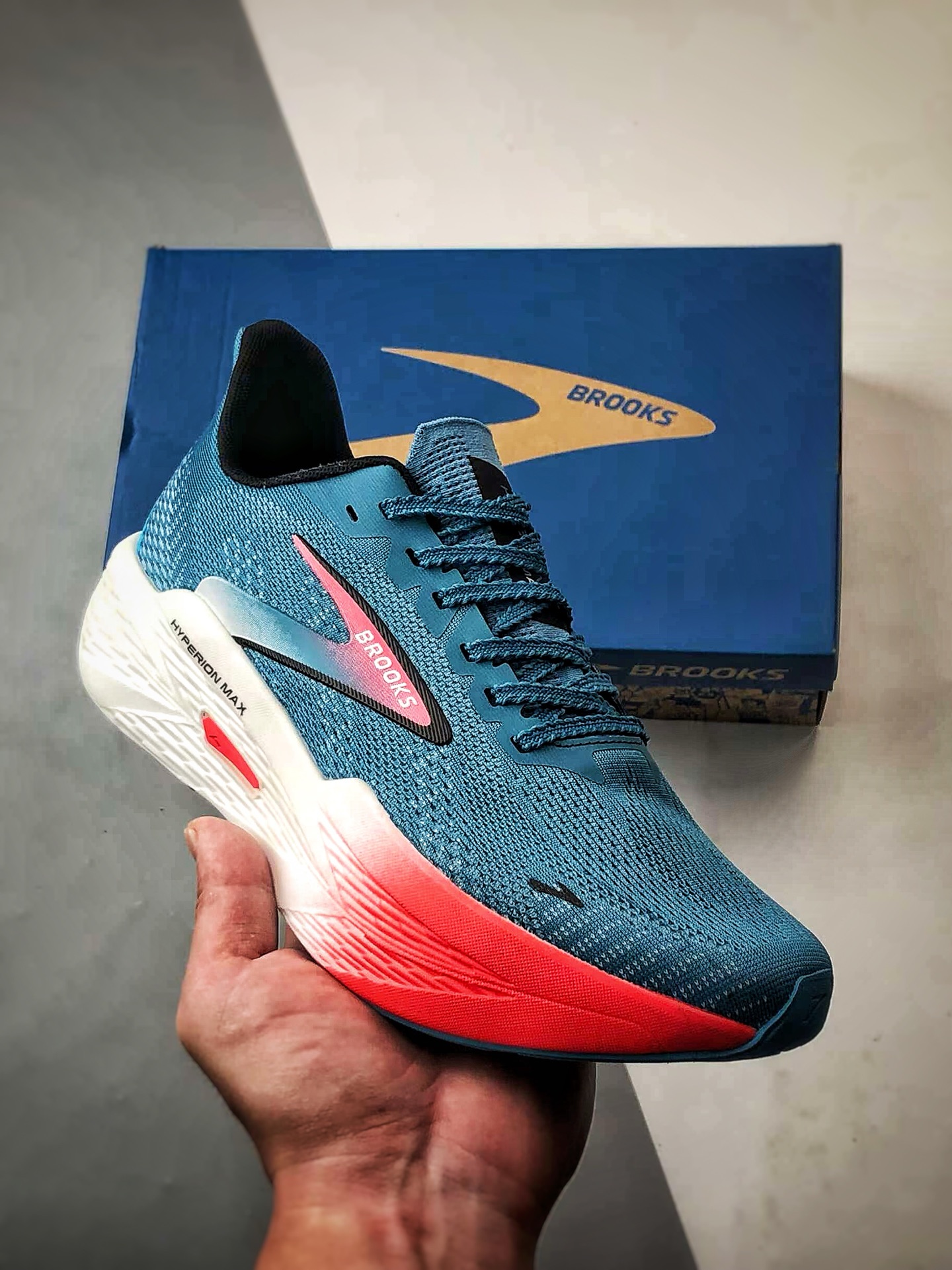 200 Brooks/布鲁克斯 Hyperion Max 2 蓝红 马拉松竞速专业透气跑步鞋