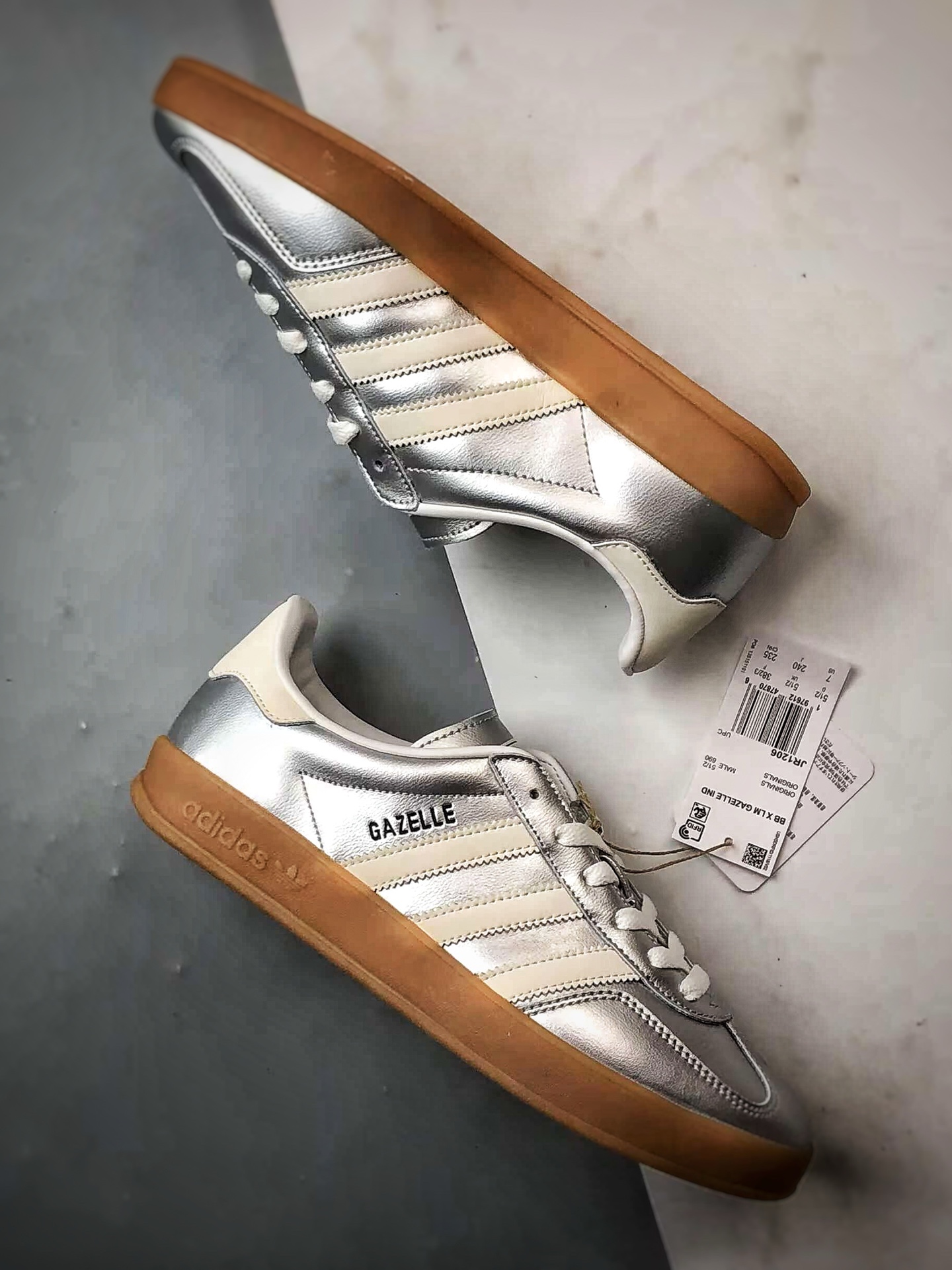 200 AD Originals Gazelle Indoor 金属银 三叶草复古休闲运动板鞋 JR1206
