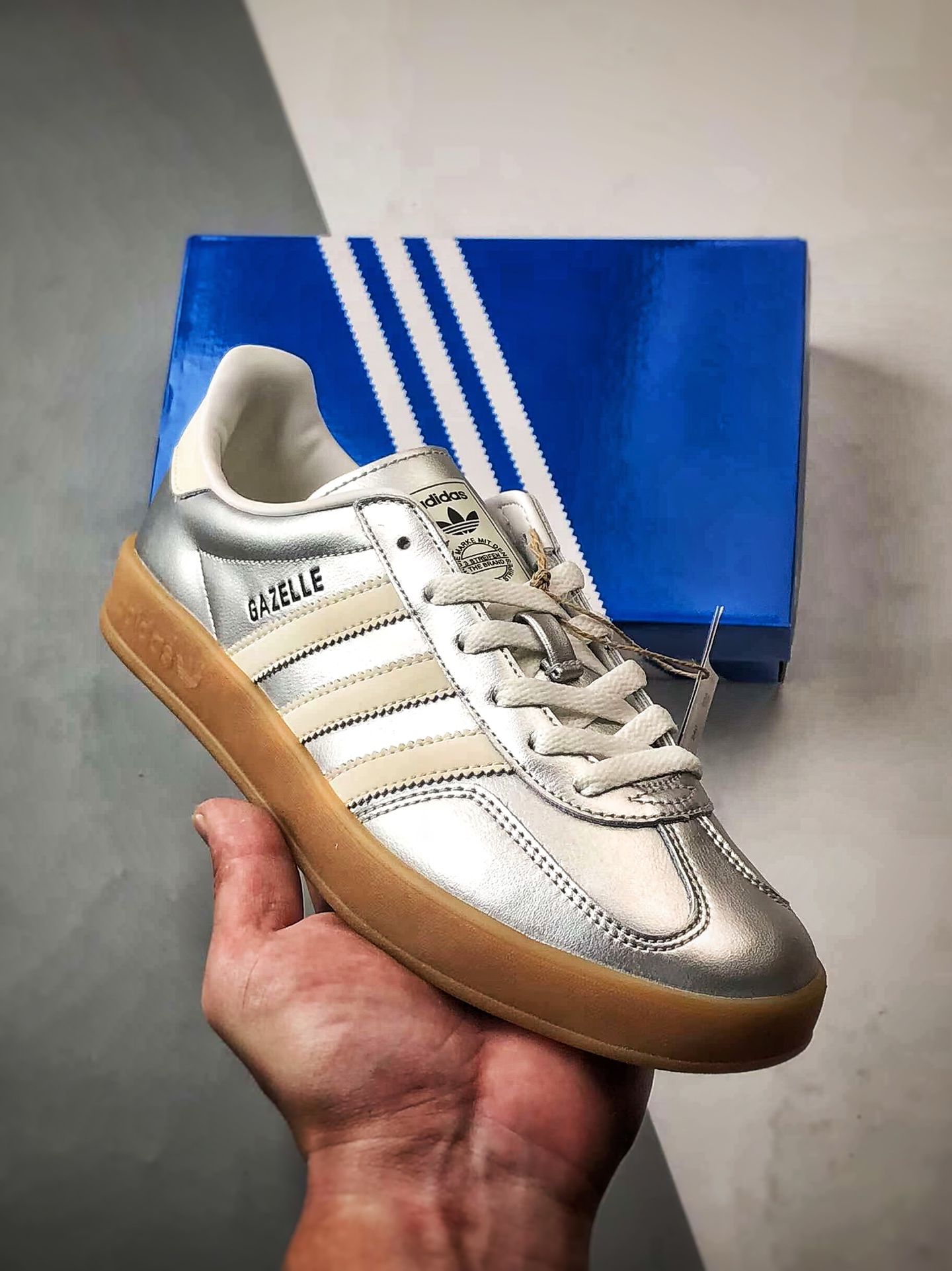 200 AD Originals Gazelle Indoor 金属银 三叶草复古休闲运动板鞋 JR1206