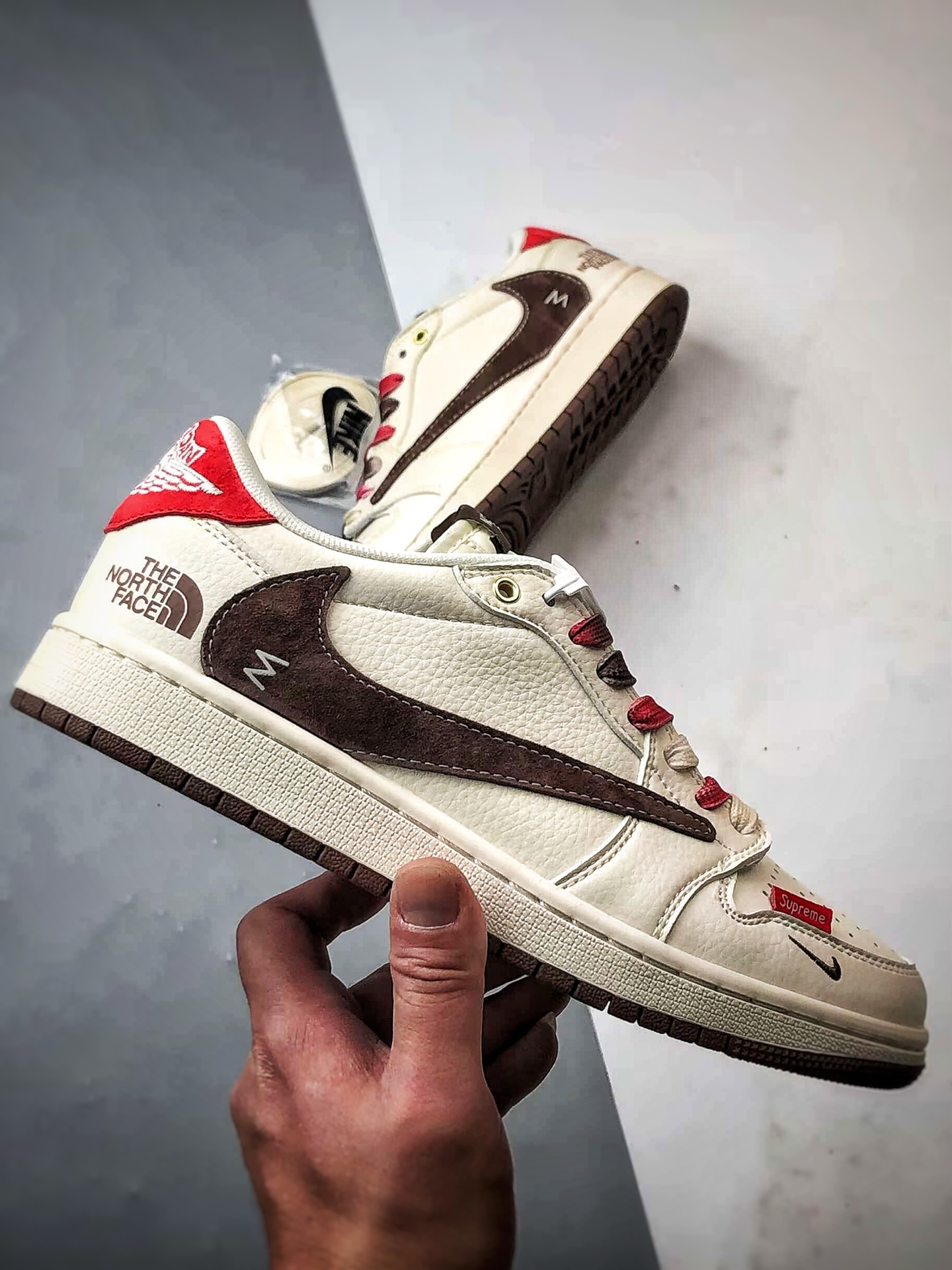 290 Air Jordan 1 Low ”高端定制” 北面米棕红倒钩 FC1688-213
