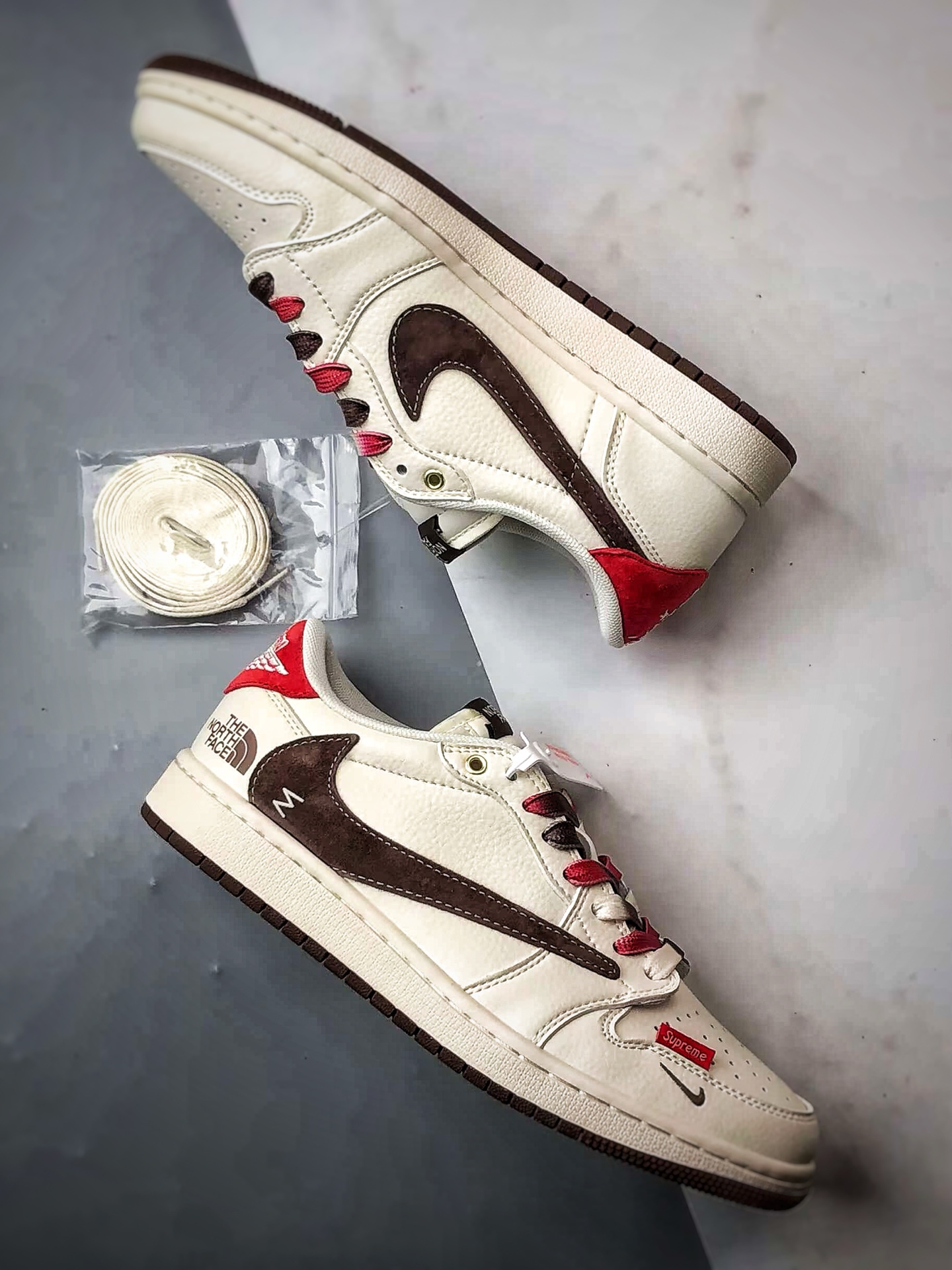 290 Air Jordan 1 Low ”高端定制” 北面米棕红倒钩 FC1688-213
