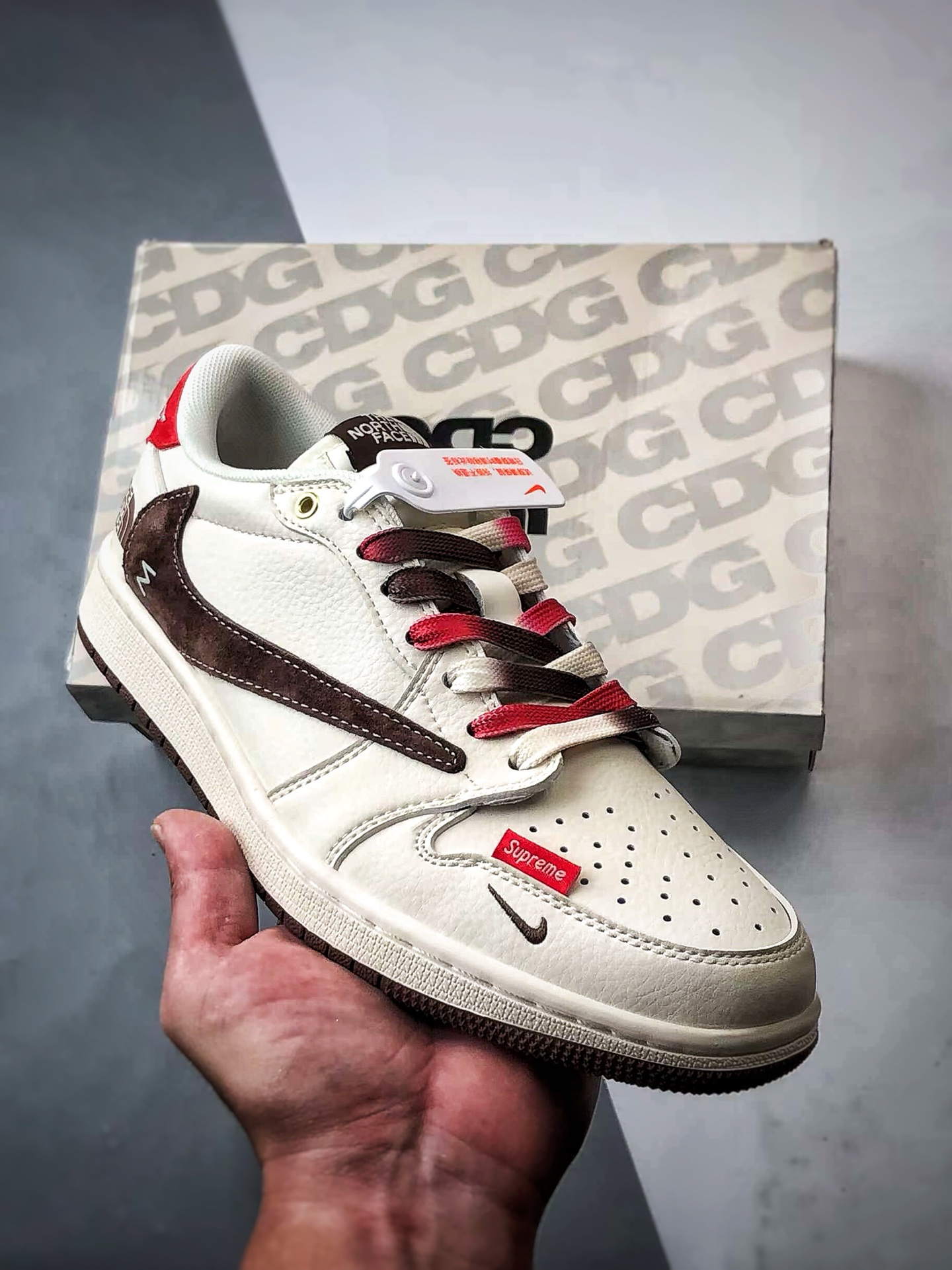 290 Air Jordan 1 Low ”高端定制” 北面米棕红倒钩 FC1688-213