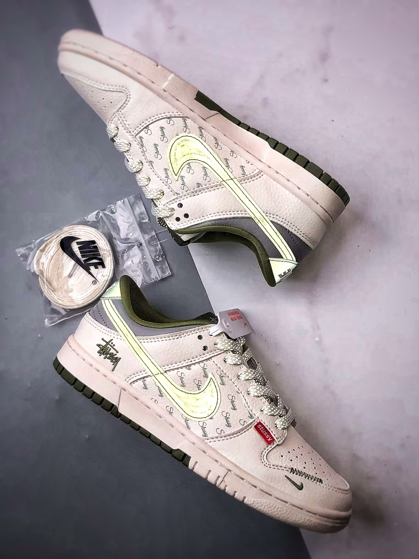 290 NK Dunk Low Retro ”DIY高端定制” 斯图西米白绿 低帮休闲运动板鞋 XS6089-538