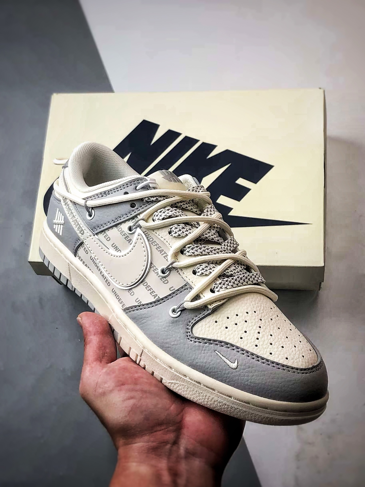 310 NK Dunk Low Retro ”DIY高端定制” 五道杠米白灰解构 低帮休闲运动板鞋 DM6868-079