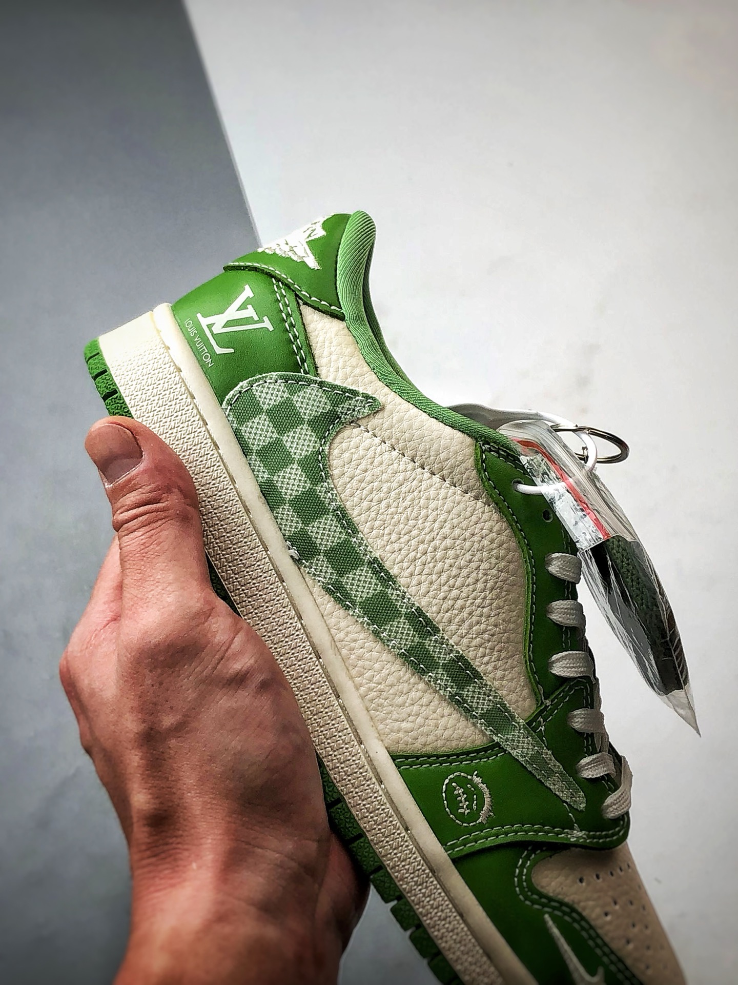 290 Air Jordan 1 Low ”高端定制” LV白绿格子倒钩 XS2024-058